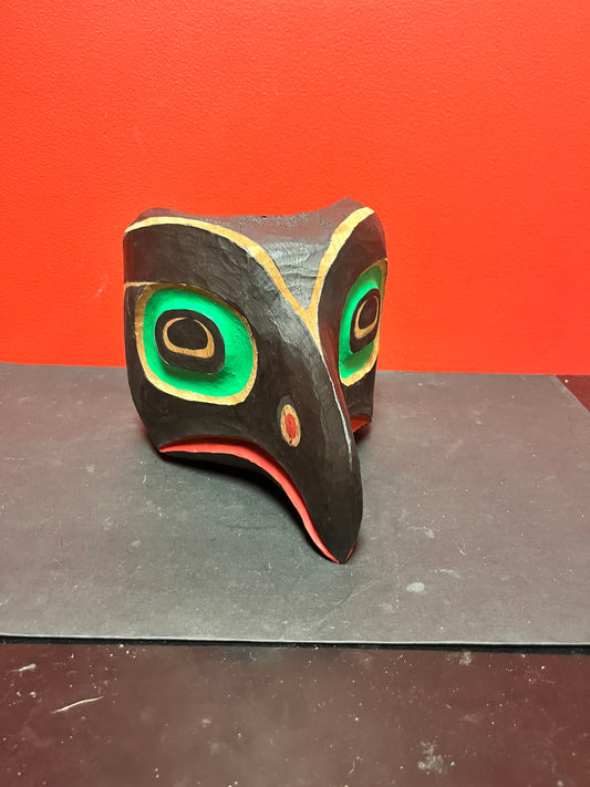 Stunning 9 x 7 high indigenous first nations Pacific northwest coast unsigned Eagle mask   amazing colour and simplicity  wow