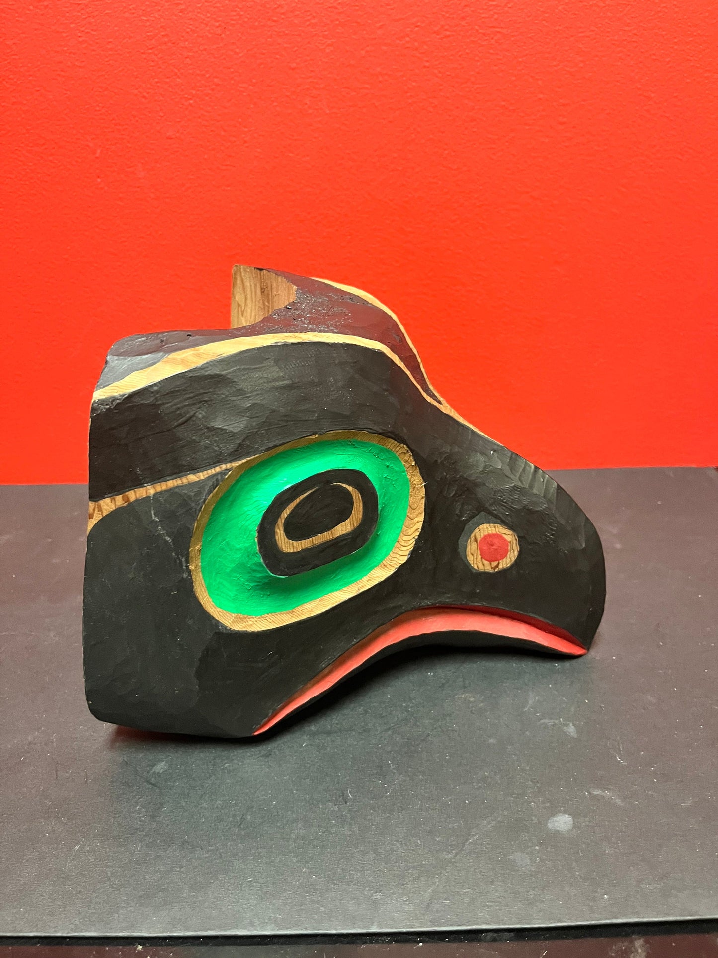 Stunning 9 x 7 high indigenous first nations Pacific northwest coast unsigned Eagle mask   amazing colour and simplicity  wow