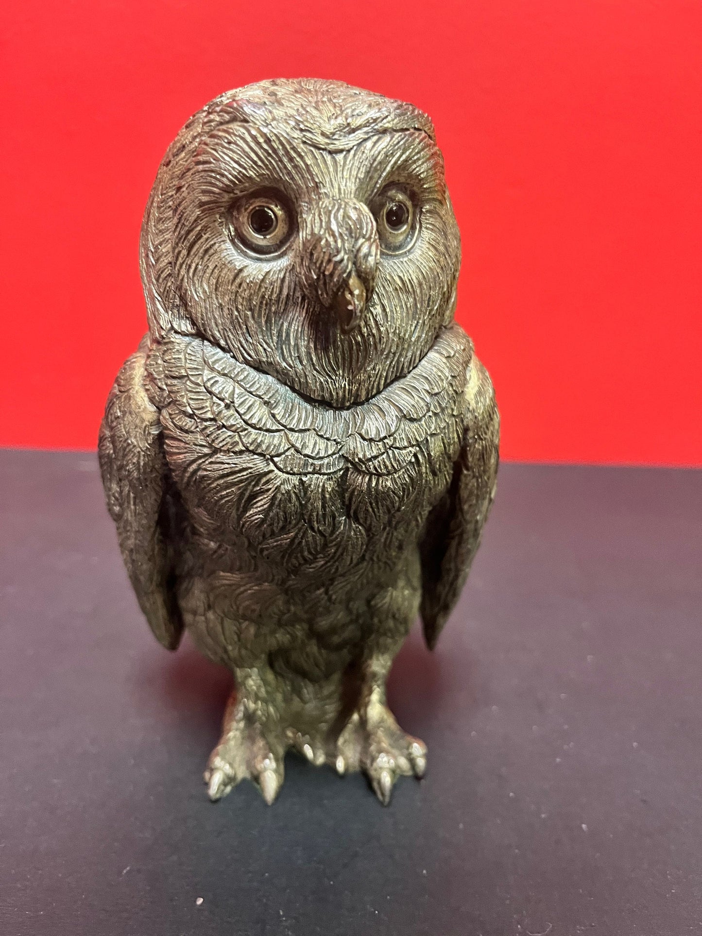 6.5 inches Italian silver plate owl  2 .5 kg  great detail  older piece