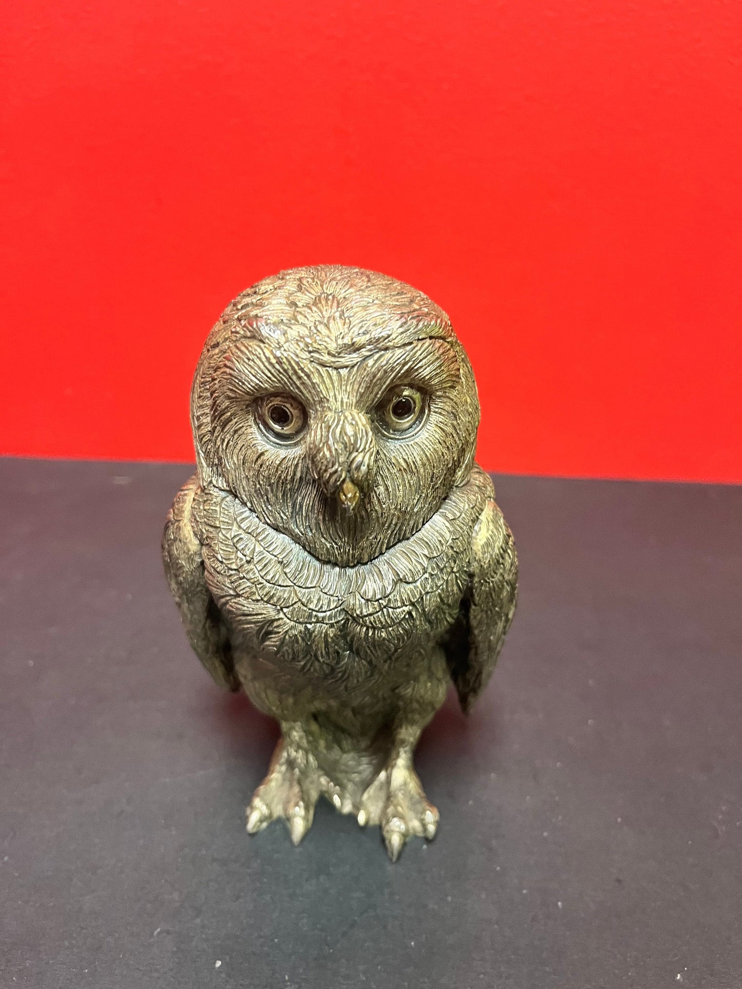 6.5 inches Italian silver plate owl  2 .5 kg  great detail  older piece