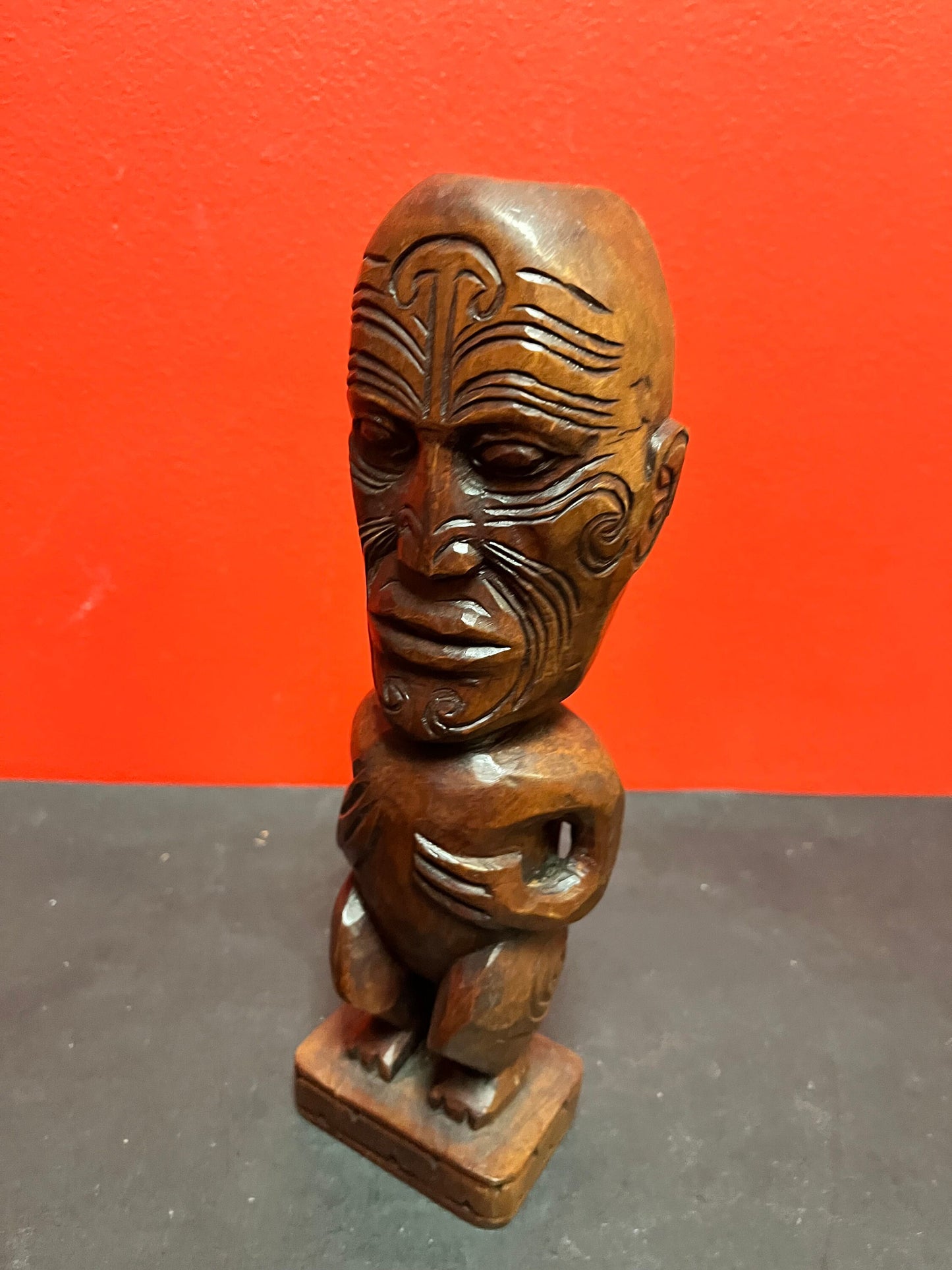 Beautiful Older Maori 10 inch tall, heavy wooden statue with great detail