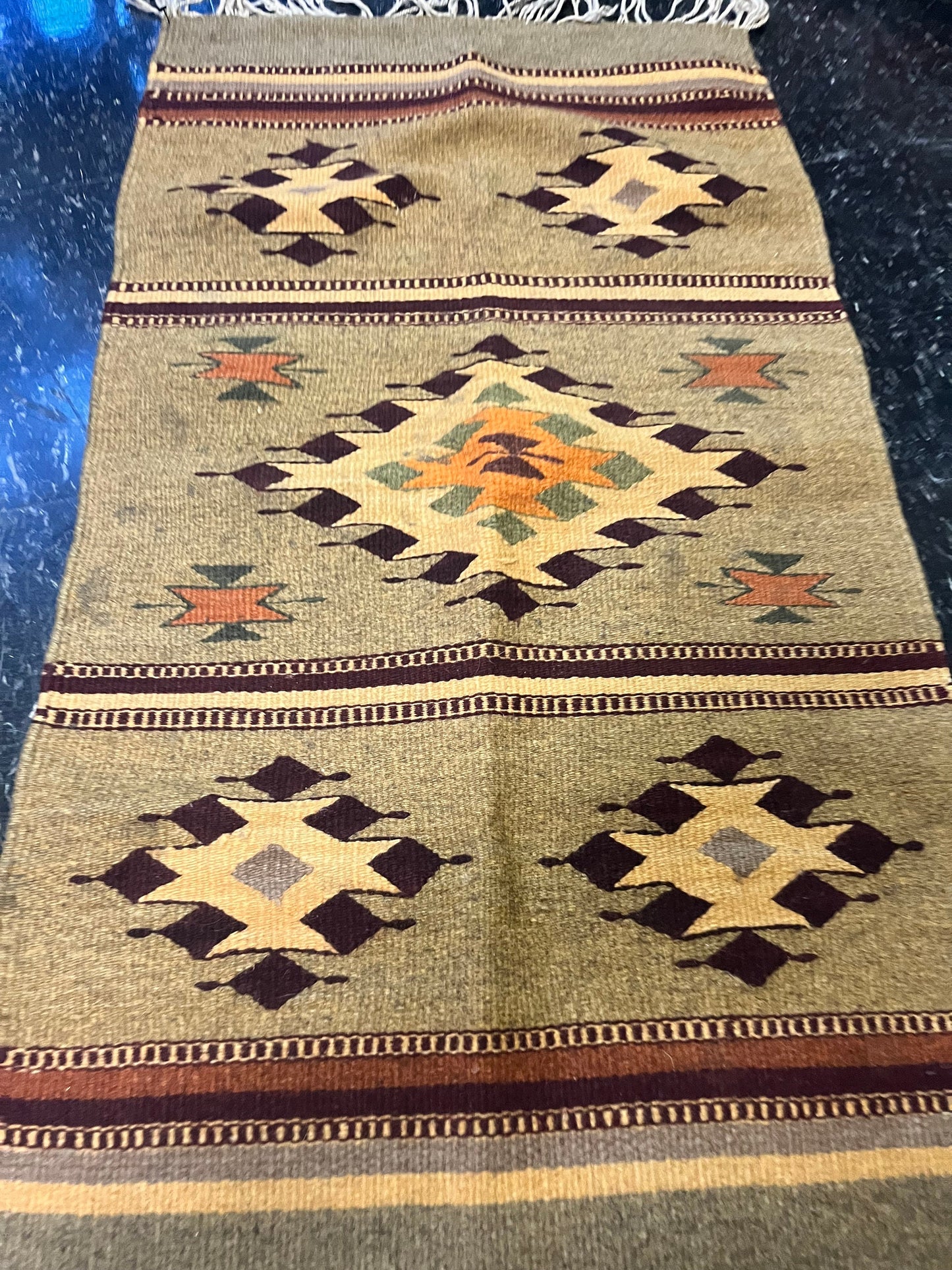 Beautiful 45 x 21 small authentic Navajo rug carpet  beautiful condition and unique colours