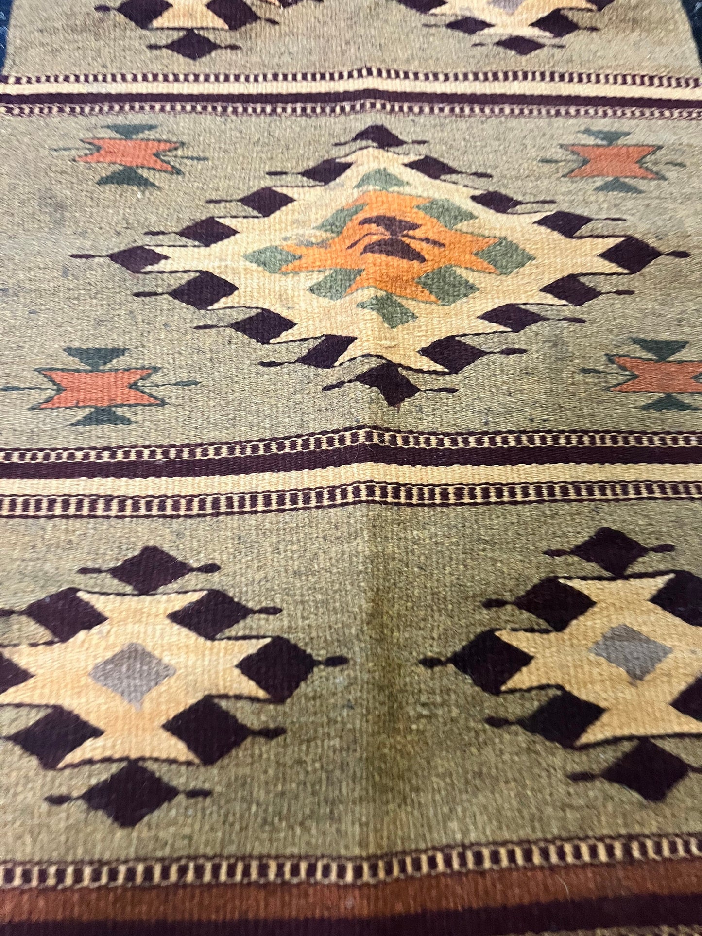 Beautiful 45 x 21 small authentic Navajo rug carpet  beautiful condition and unique colours