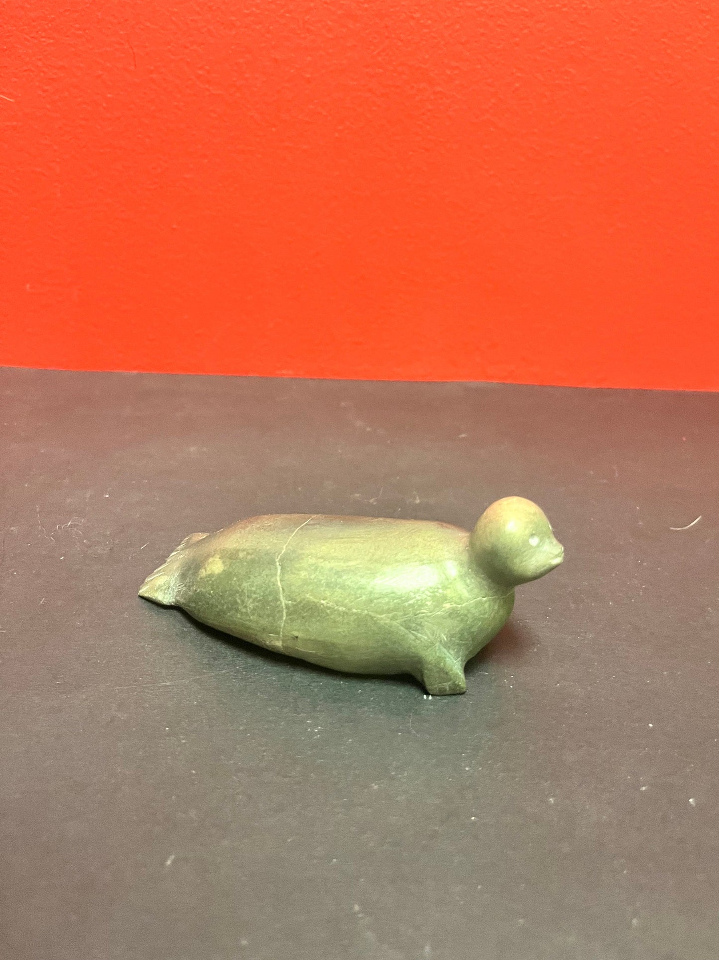 Lovely 5 inch indigenous Inuit soapstone signed seal statue