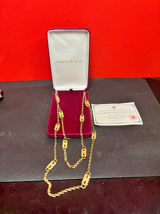 A  Stunning Camrose and Kross necklace designed for Jacqueline Kennedy in original box which certificate