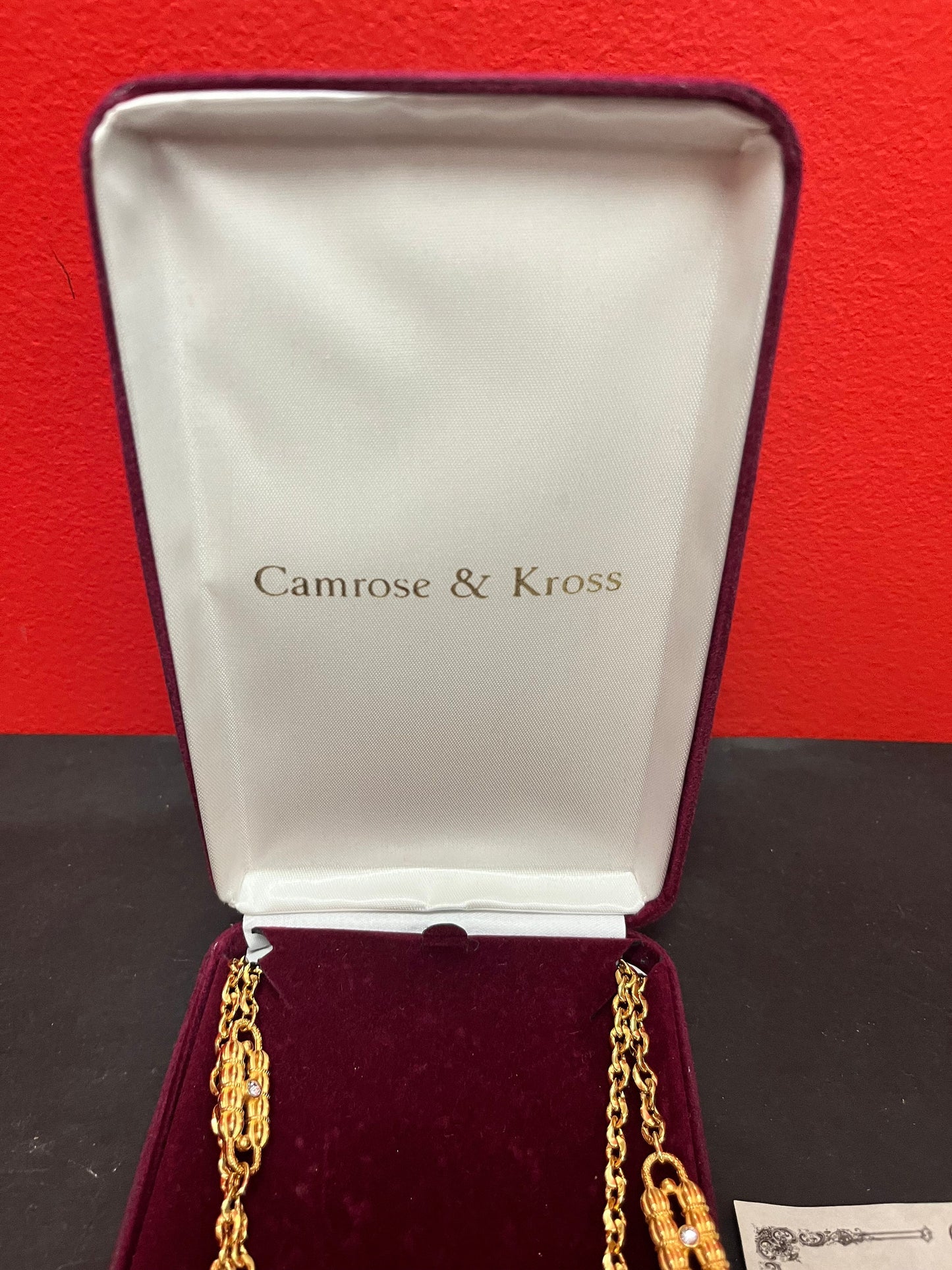 A  Stunning Camrose and Kross necklace designed for Jacqueline Kennedy in original box which certificate