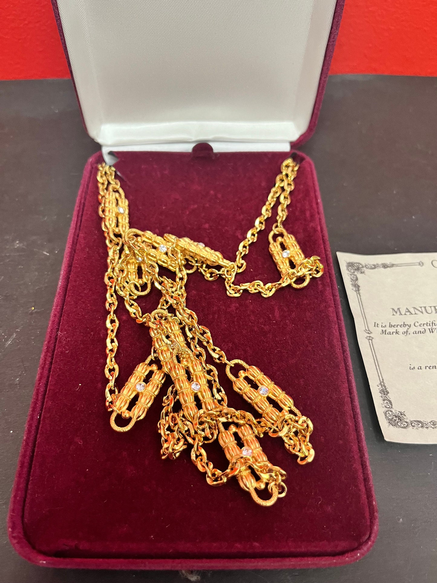 A  Stunning Camrose and Kross necklace designed for Jacqueline Kennedy in original box which certificate