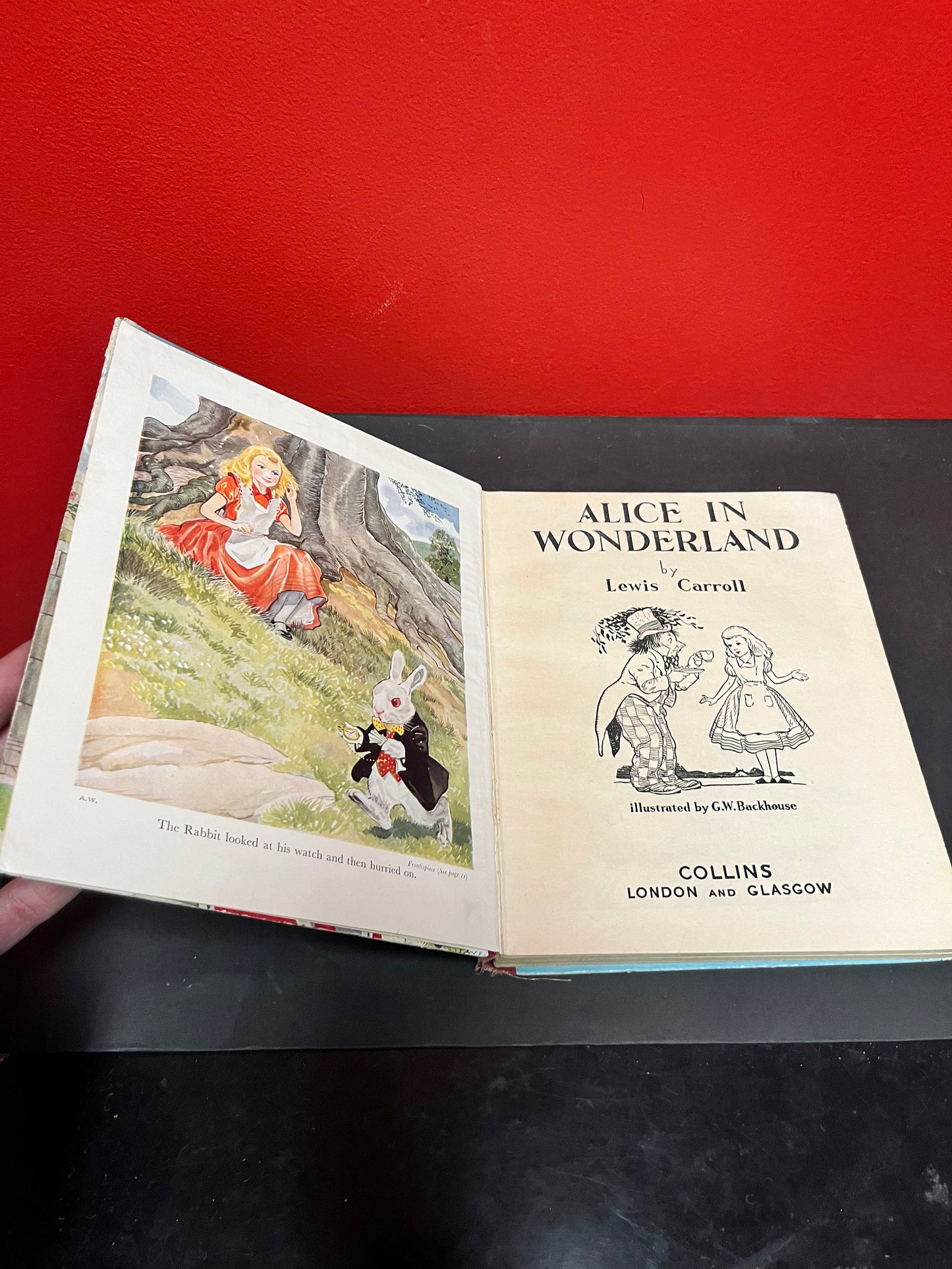 Antique 10 x 8 Alice in Wonderland book by Lewis Carroll  as is  see photos