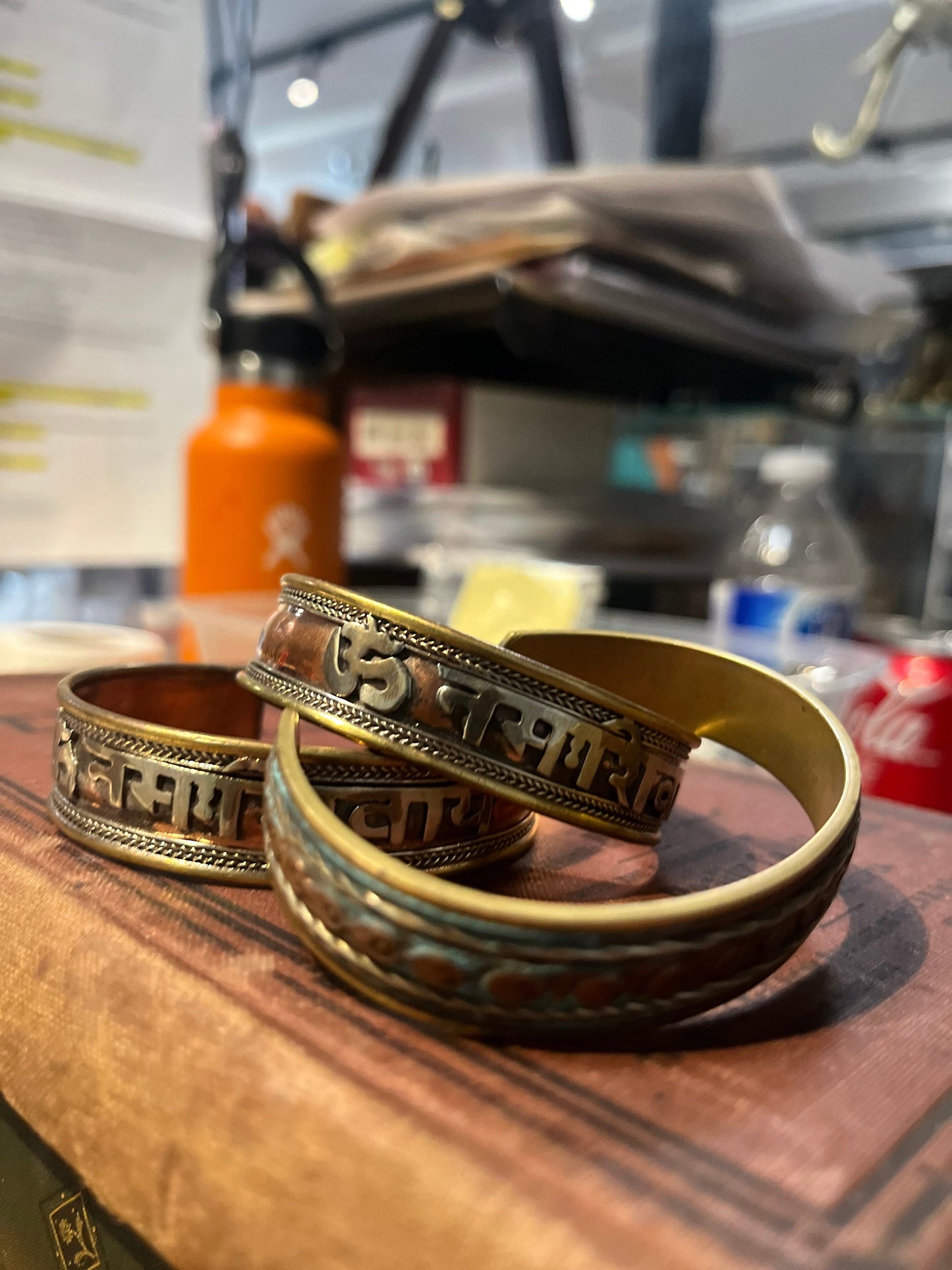 Lot 3 copper Nepalese bracelets  2.5 inches wide each