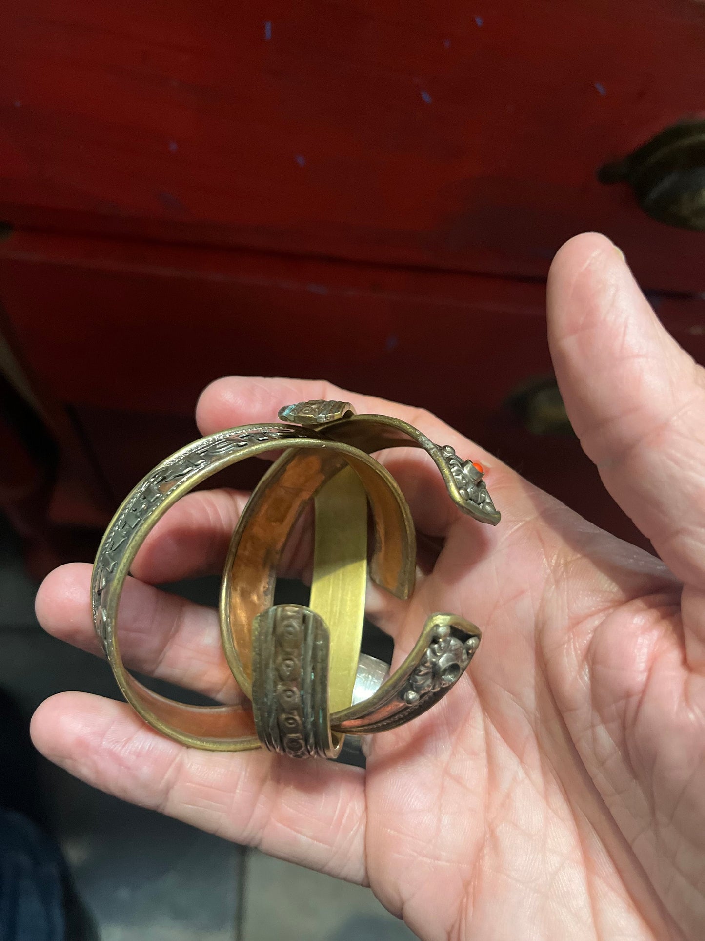 Lot 3 copper Nepalese bracelets  2.5 inches wide each