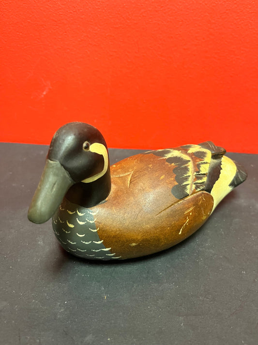 9 x 3 wide, beautiful antique hand painted wooden duck  lovely gift