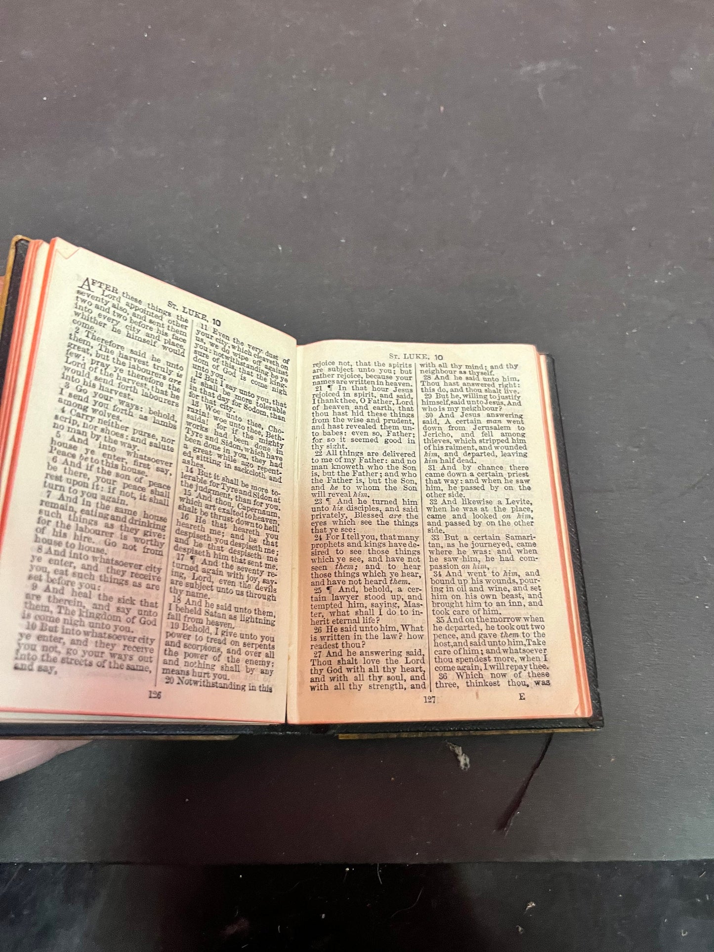 Lovely 1933 wood bound bible  5 x 3 x 1 thick  so cool