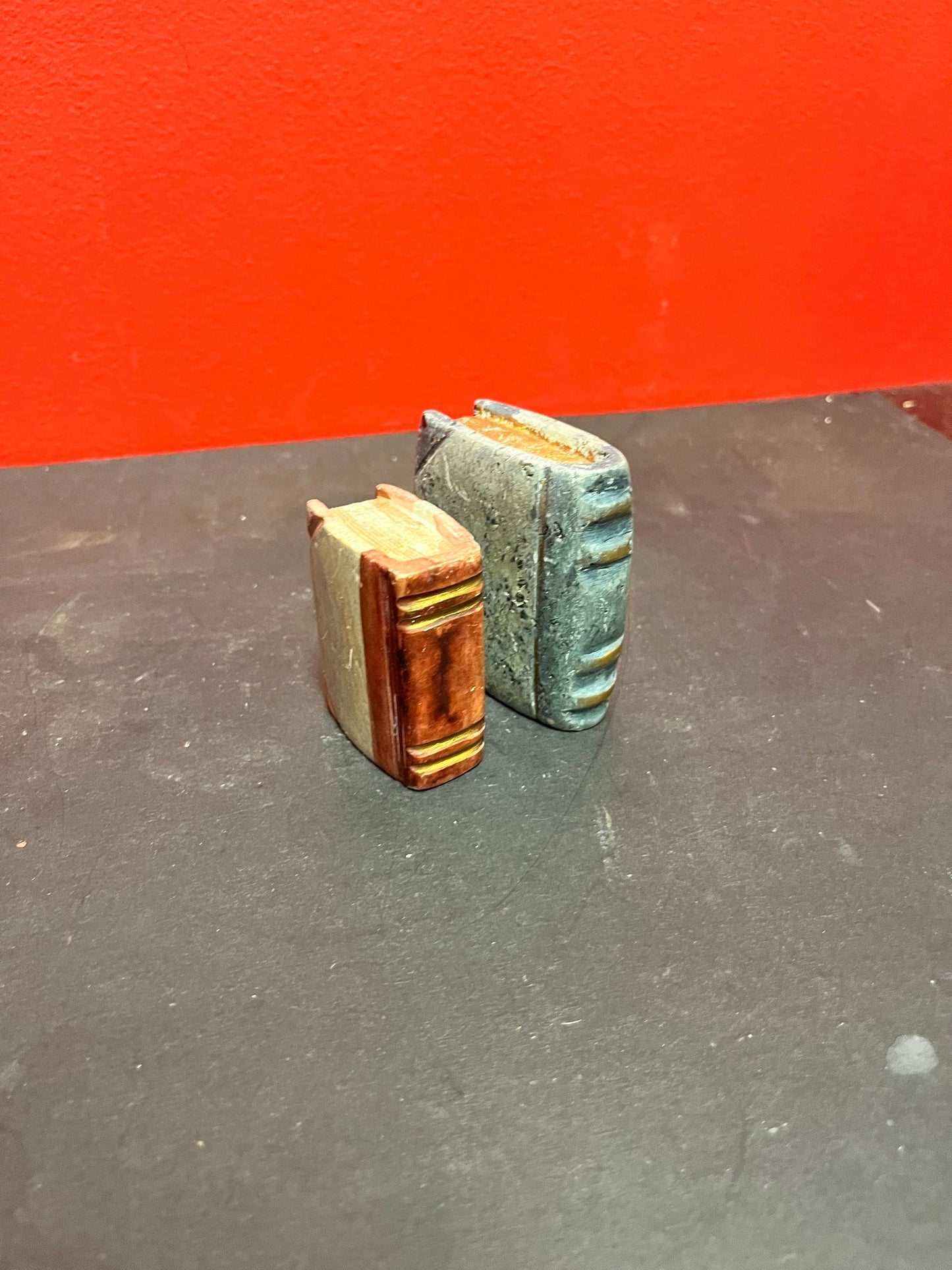 Two very cool stone Books   2 and 3 inches high  great gift