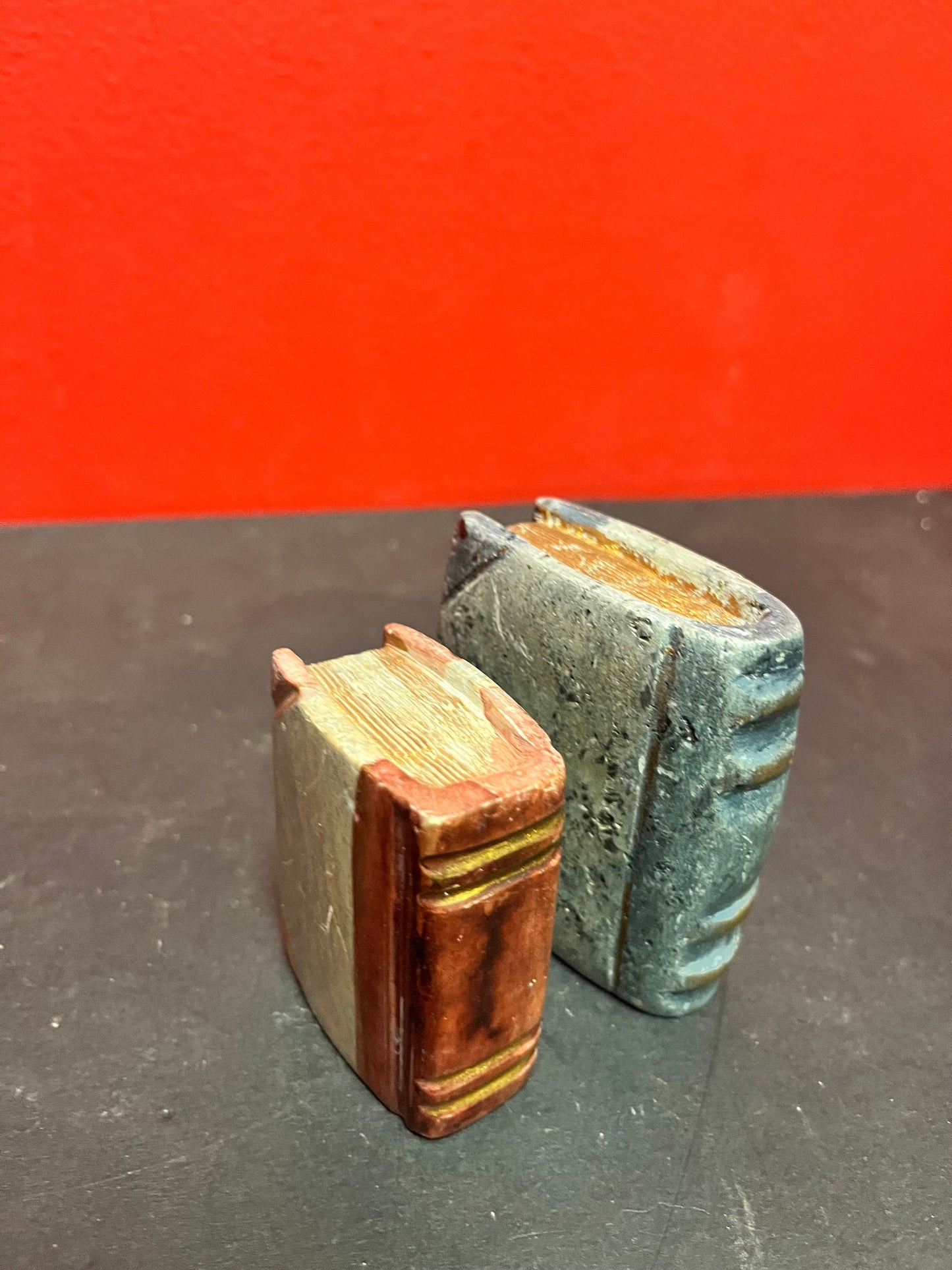 Two very cool stone Books   2 and 3 inches high  great gift