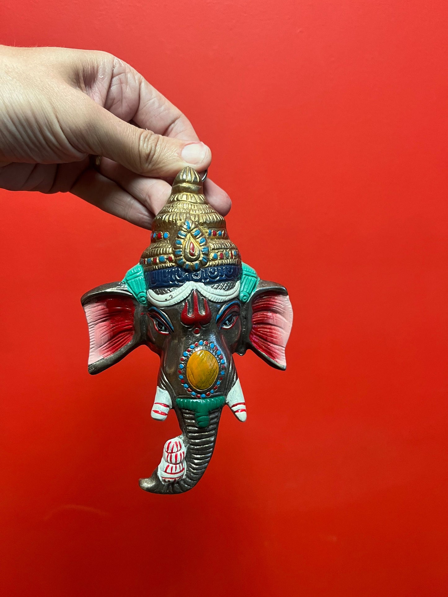 An  Older Nepalese Ganesh mask 8 inches with great decoration  beauty