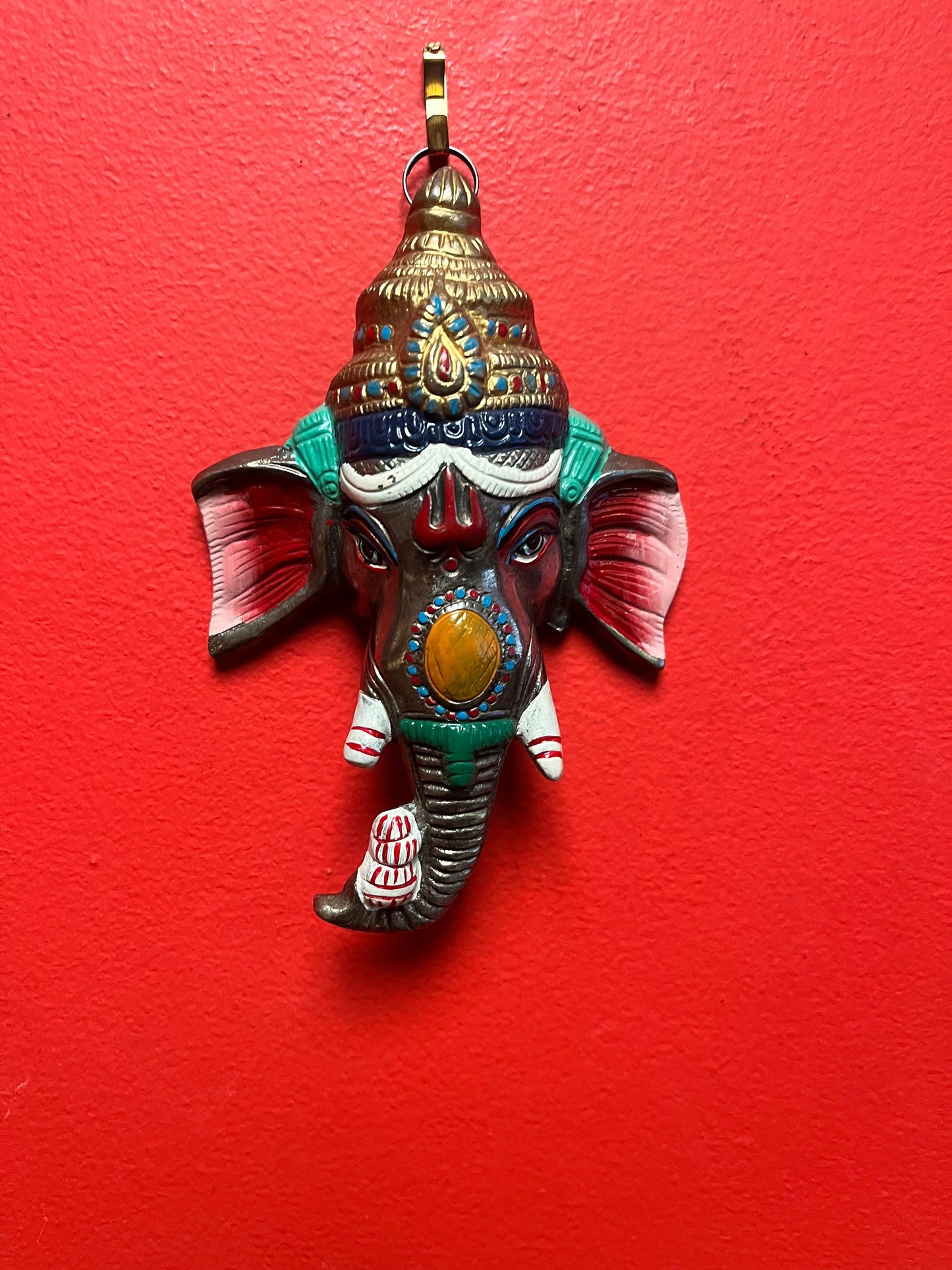 An  Older Nepalese Ganesh mask 8 inches with great decoration  beauty