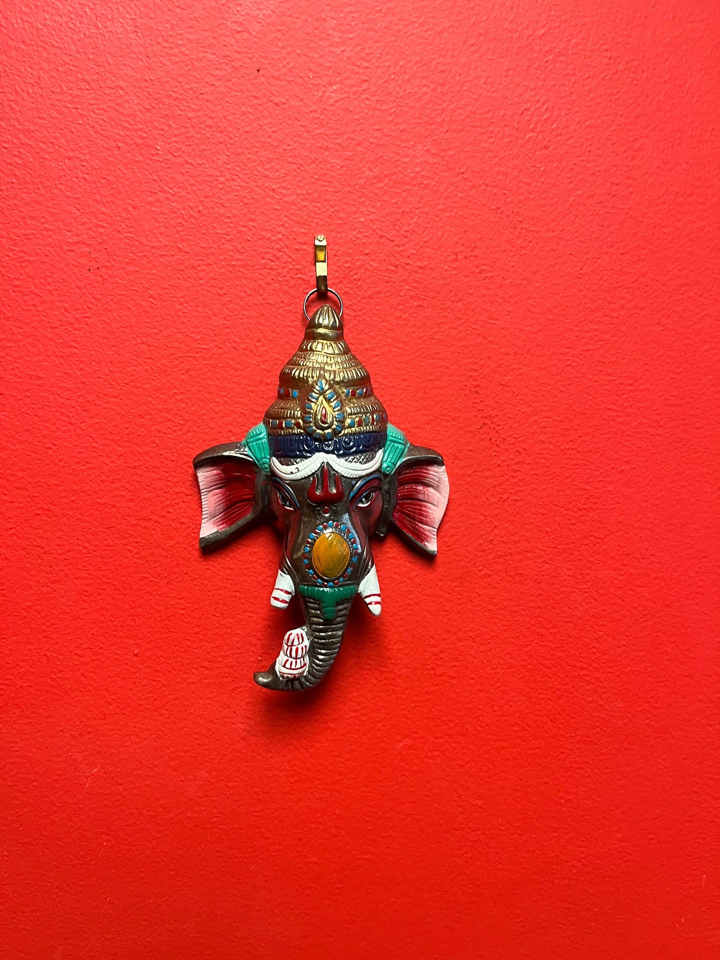 An  Older Nepalese Ganesh mask 8 inches with great decoration  beauty