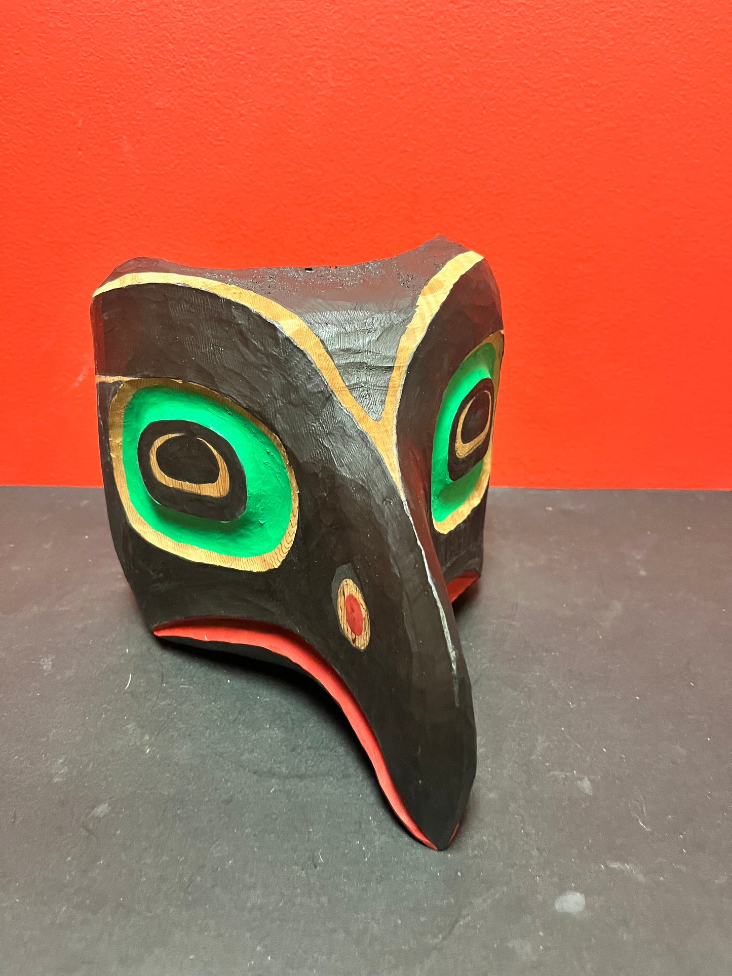 Stunning 9 x 7 high indigenous first nations Pacific northwest coast unsigned Eagle mask   amazing colour and simplicity  wow