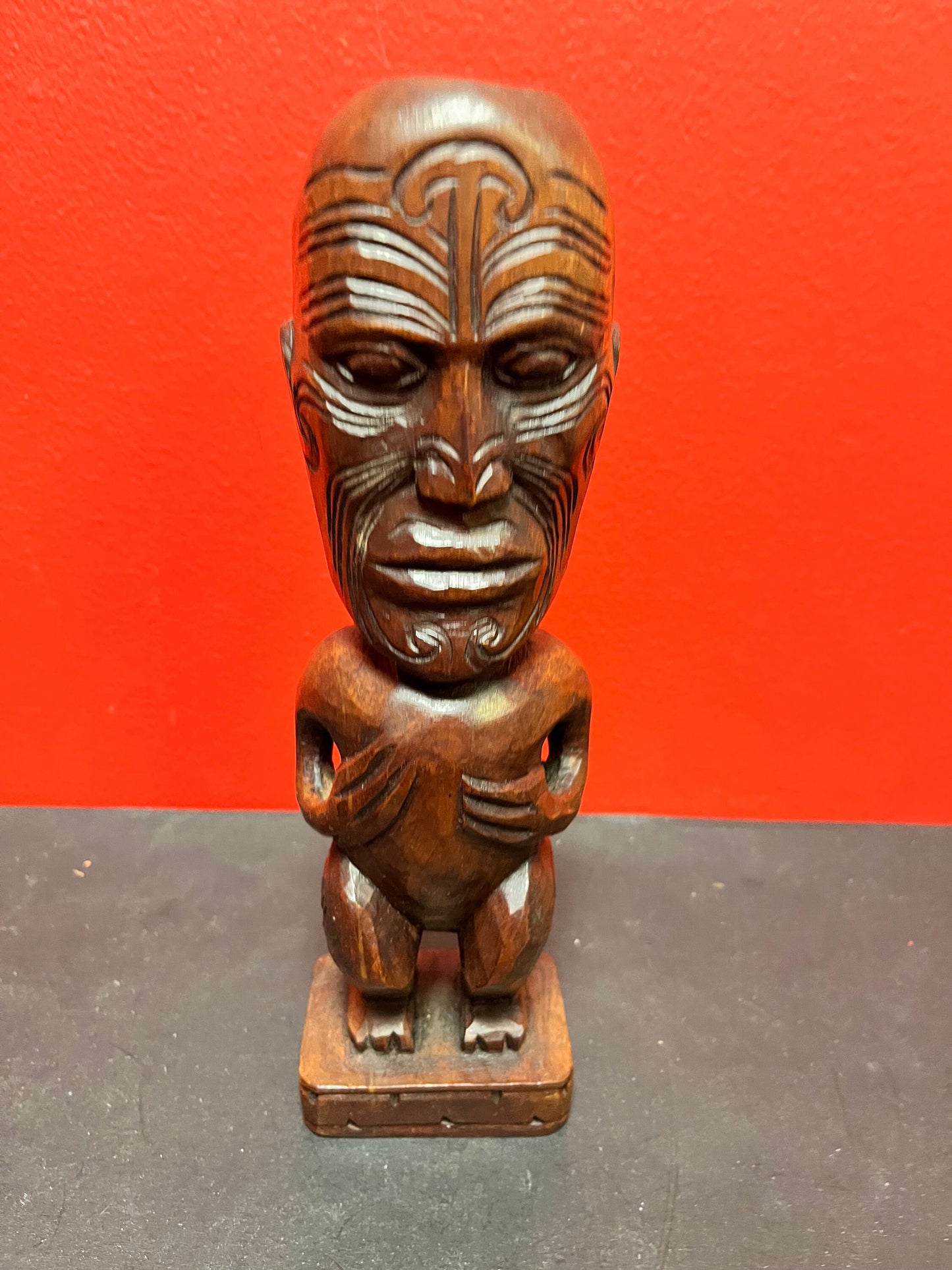 Beautiful Older Maori 10 inch tall, heavy wooden statue with great detail