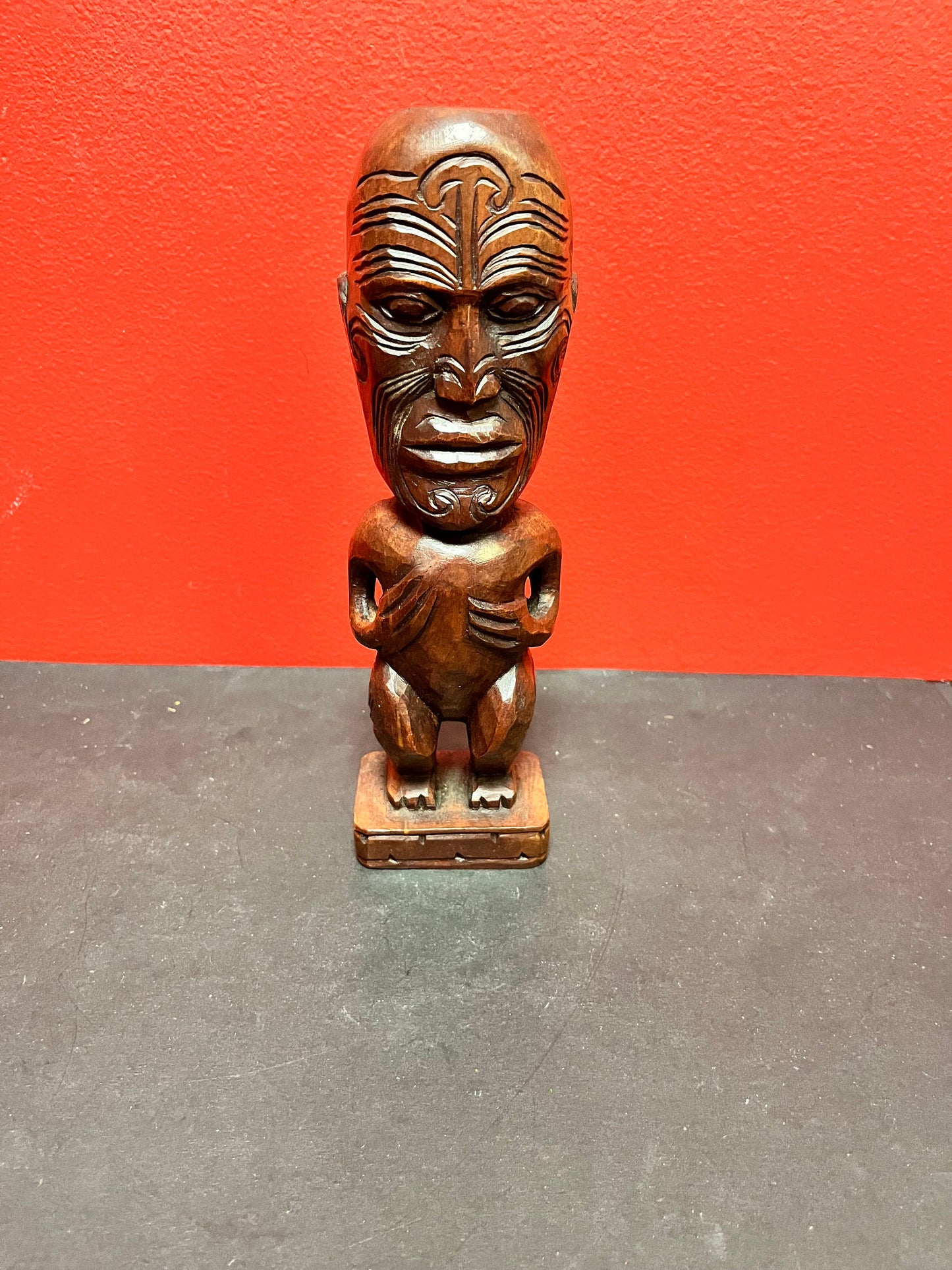 Beautiful Older Maori 10 inch tall, heavy wooden statue with great detail