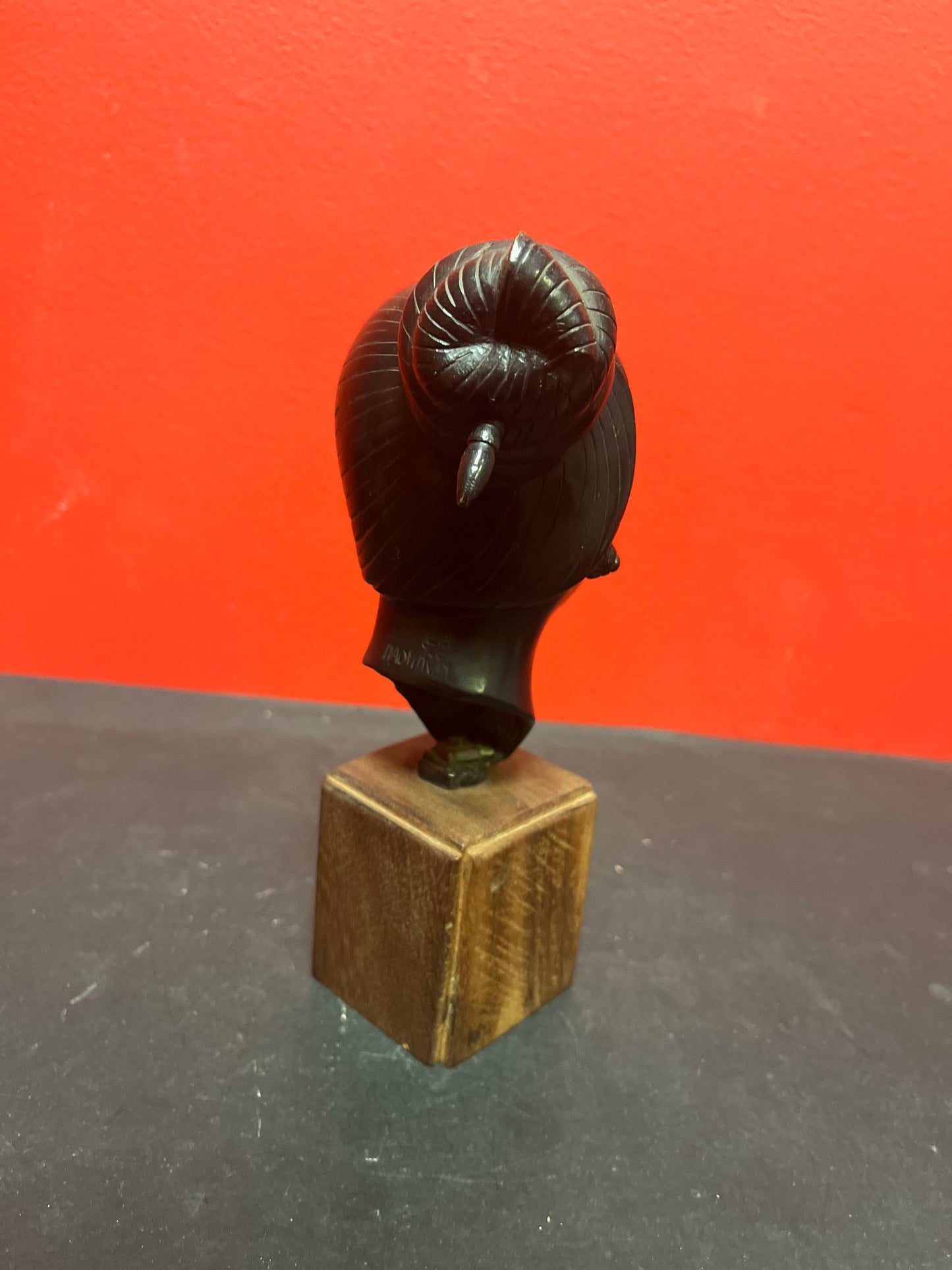 A  Fabulous 8 inch tall, signed Vietnamese bronze bust of a ladies head   wonderful patina and imagery  Vietnam bronze signed