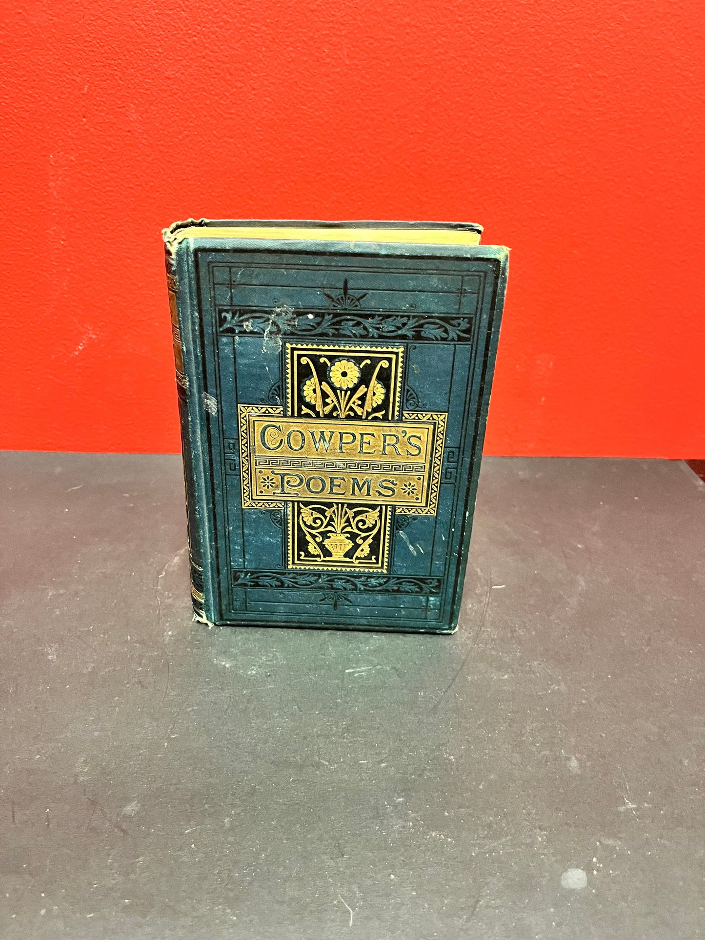 Antique leather bound edition of Cowpers poems  used condition - 649 pages