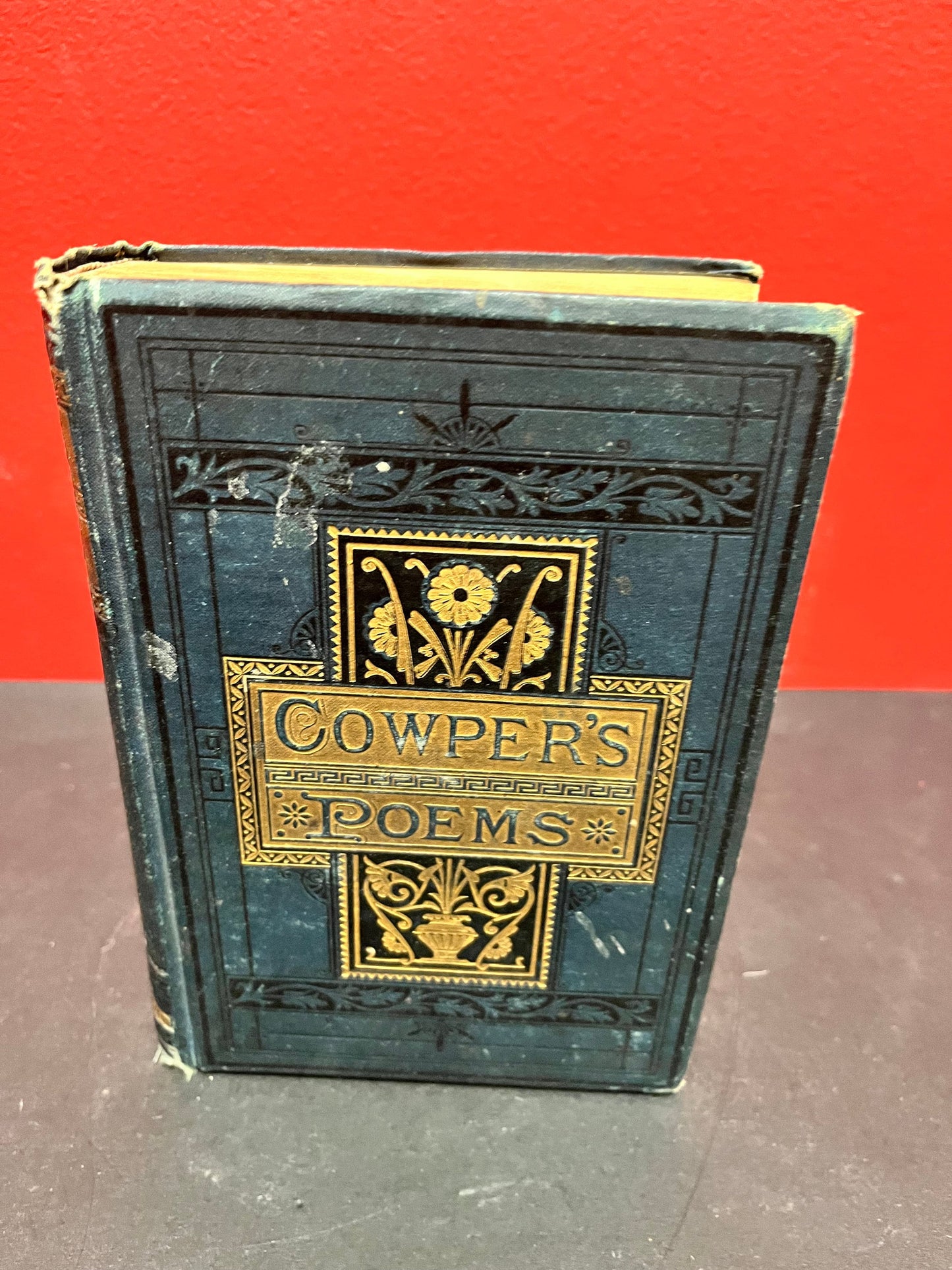 Antique leather bound edition of Cowpers poems  used condition - 649 pages