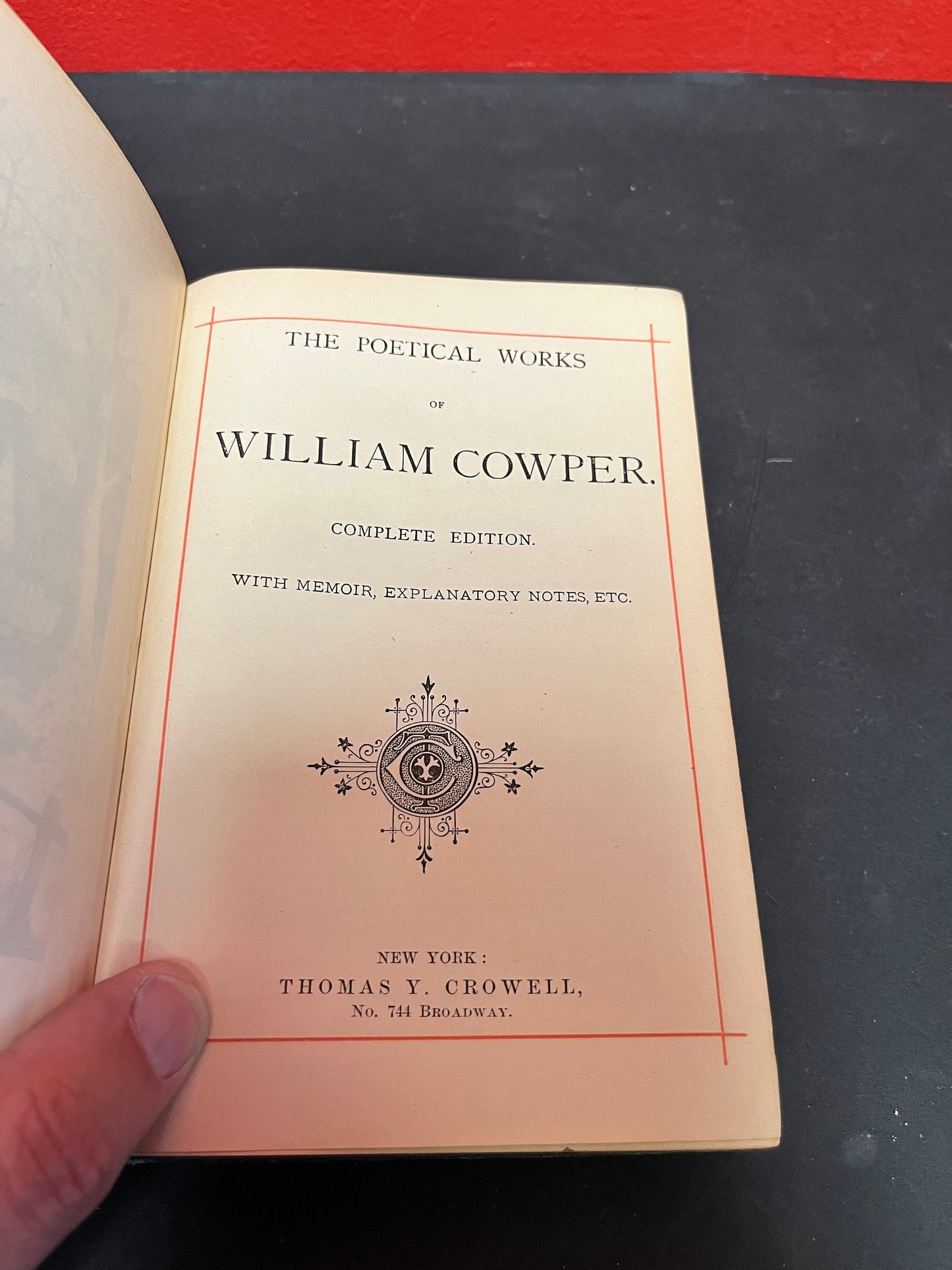 Antique leather bound edition of Cowpers poems  used condition - 649 pages