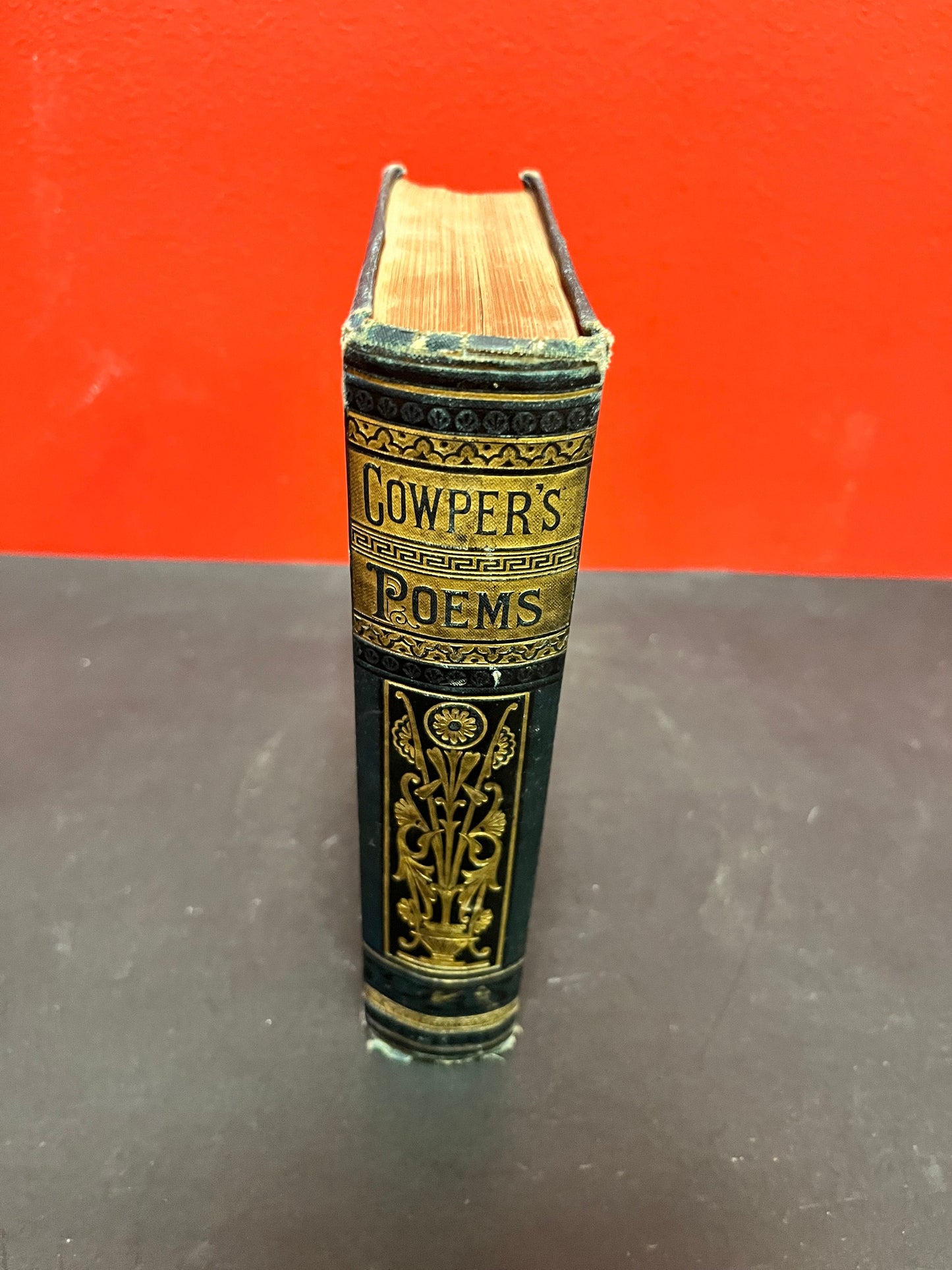 Antique leather bound edition of Cowpers poems  used condition - 649 pages