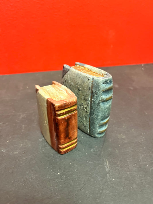 Two very cool stone Books   2 and 3 inches high  great gift