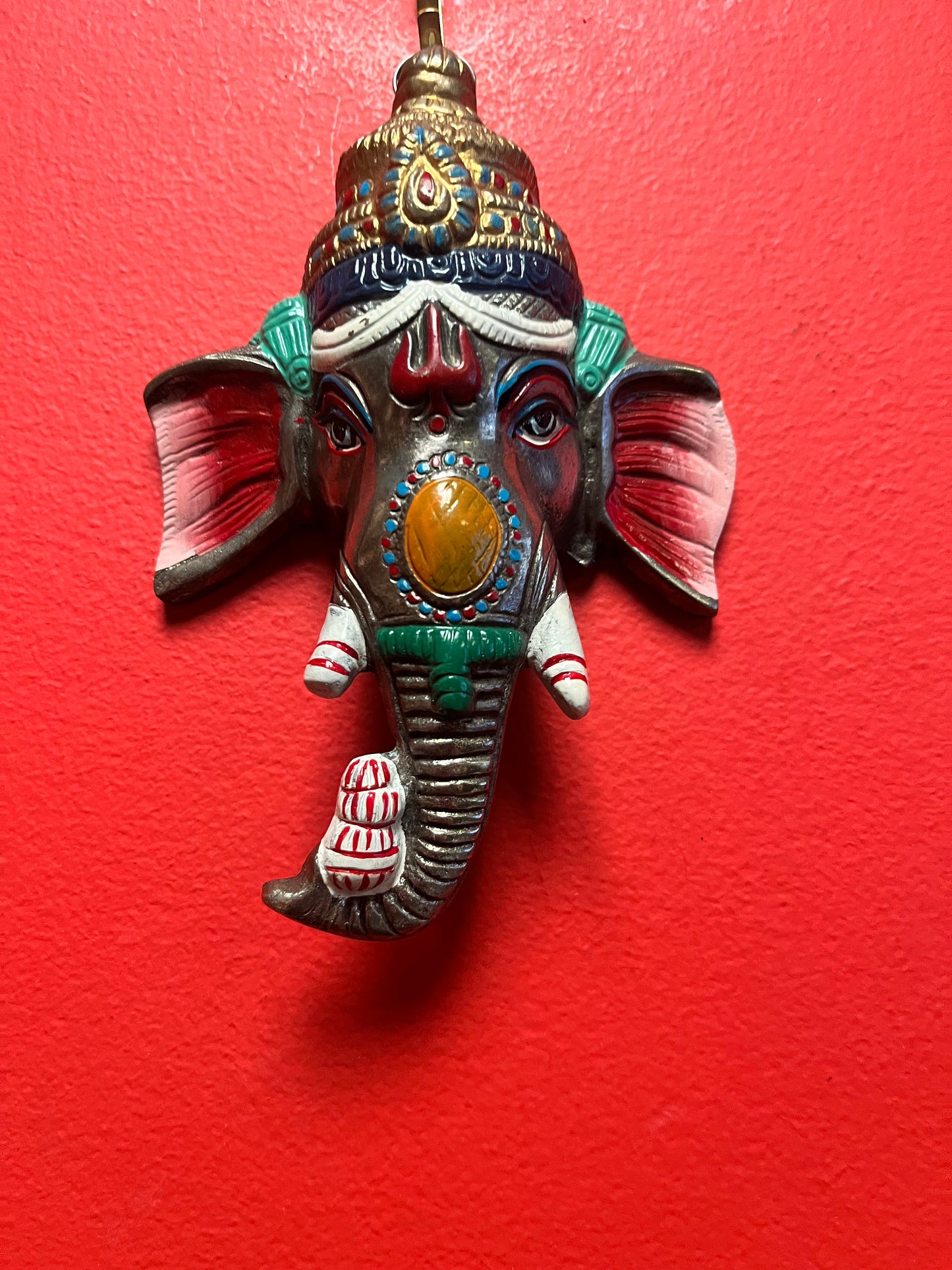 An  Older Nepalese Ganesh mask 8 inches with great decoration  beauty