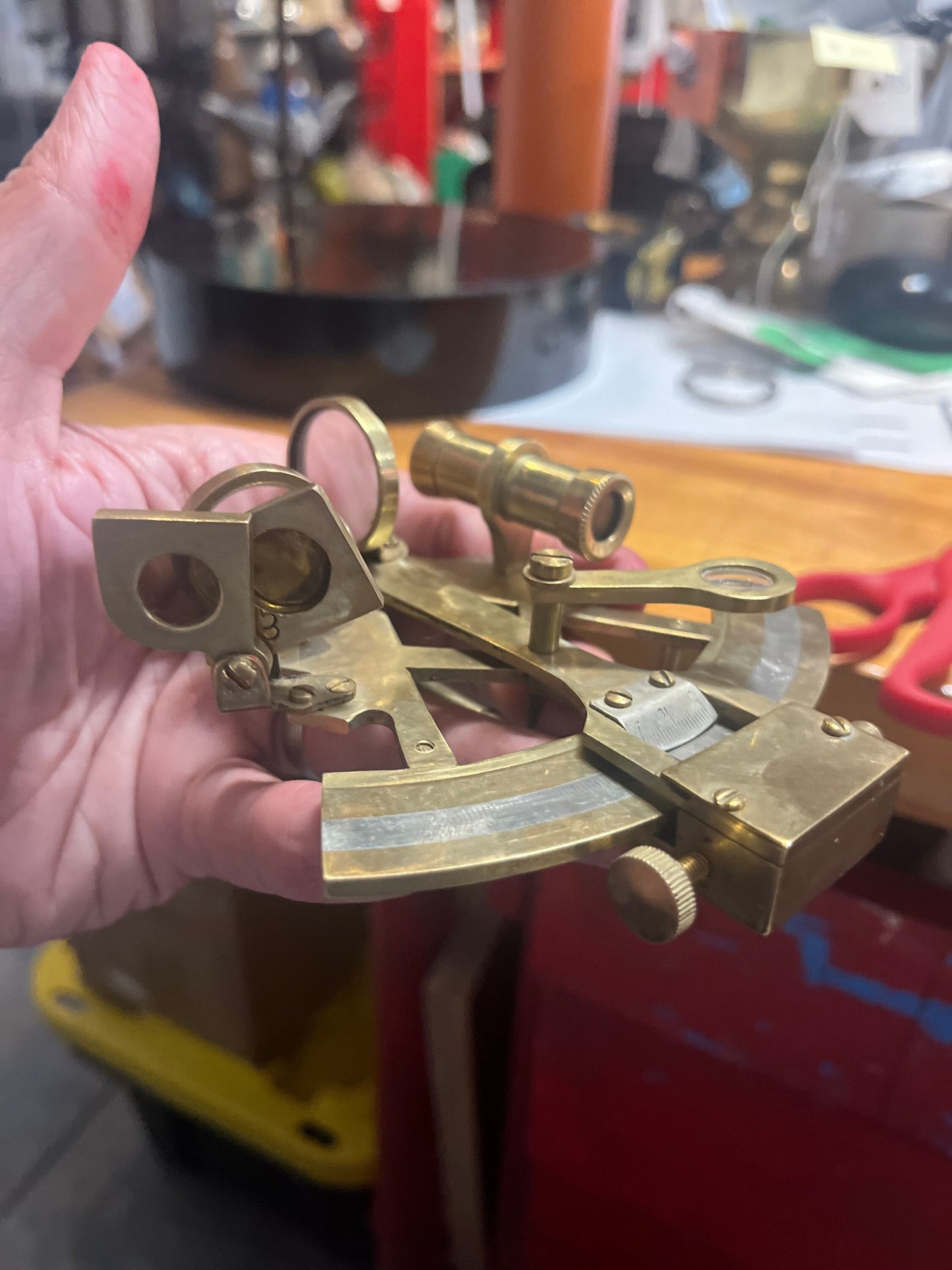 5 inch older brass sextant