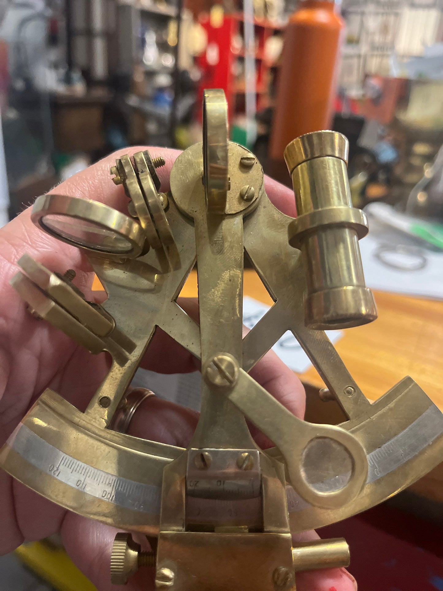 5 inch older brass sextant