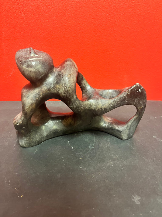 Stunning 10 x 7 high George Arlook abstract soapstone statue  minor scratches  beautiful Inuit soapstone  very heavy