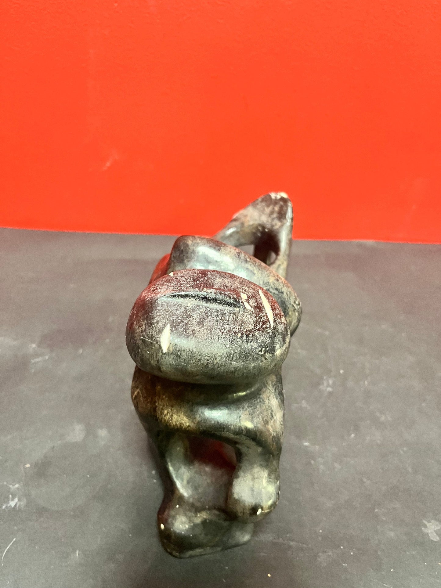 Stunning 10 x 7 high George Arlook abstract soapstone statue  minor scratches  beautiful Inuit soapstone  very heavy