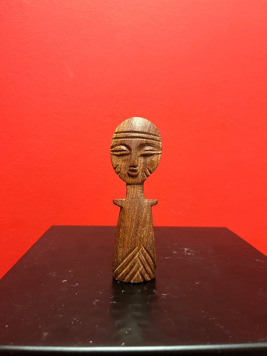 Super cool four inch tall African Ashanti wooden statue  miniature version  great look