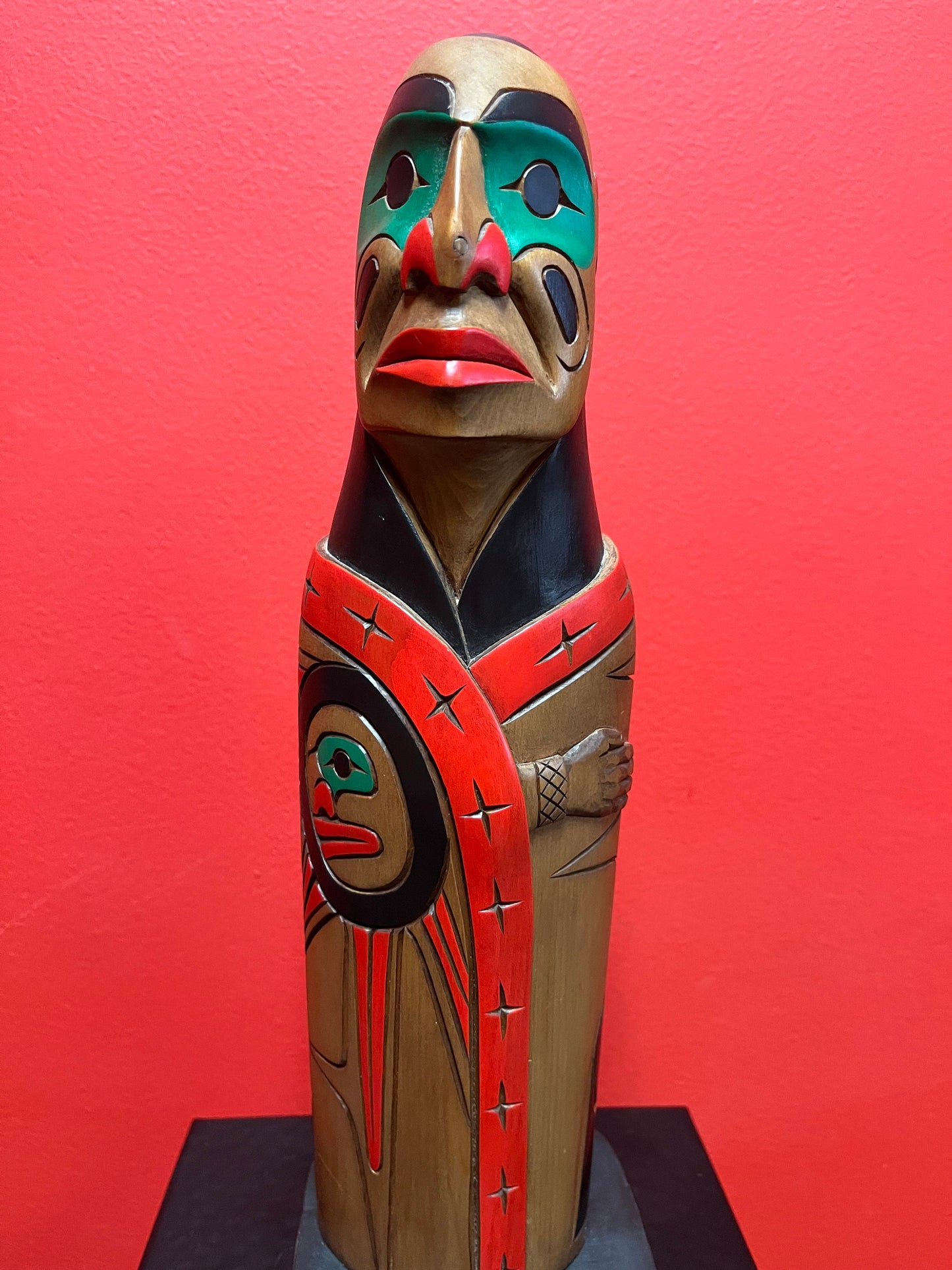 Stunning 14 inch indigenous first nations Pacific northwest coast totem pole  One of a kind and unsigned