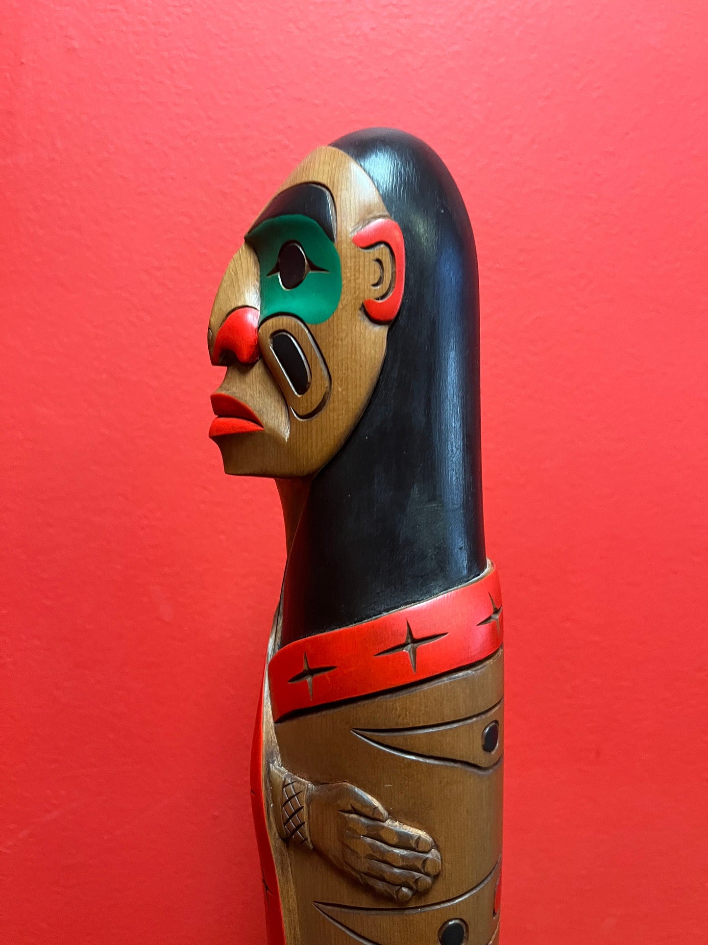 Stunning 14 inch indigenous first nations Pacific northwest coast totem pole  One of a kind and unsigned