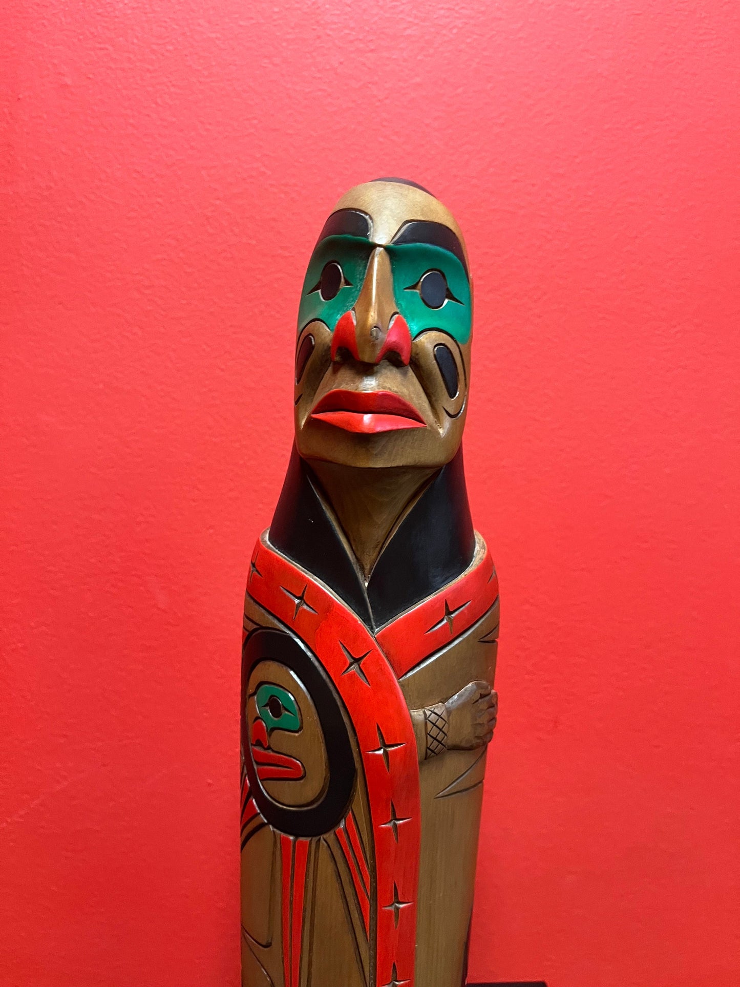 Stunning 14 inch indigenous first nations Pacific northwest coast totem pole  One of a kind and unsigned