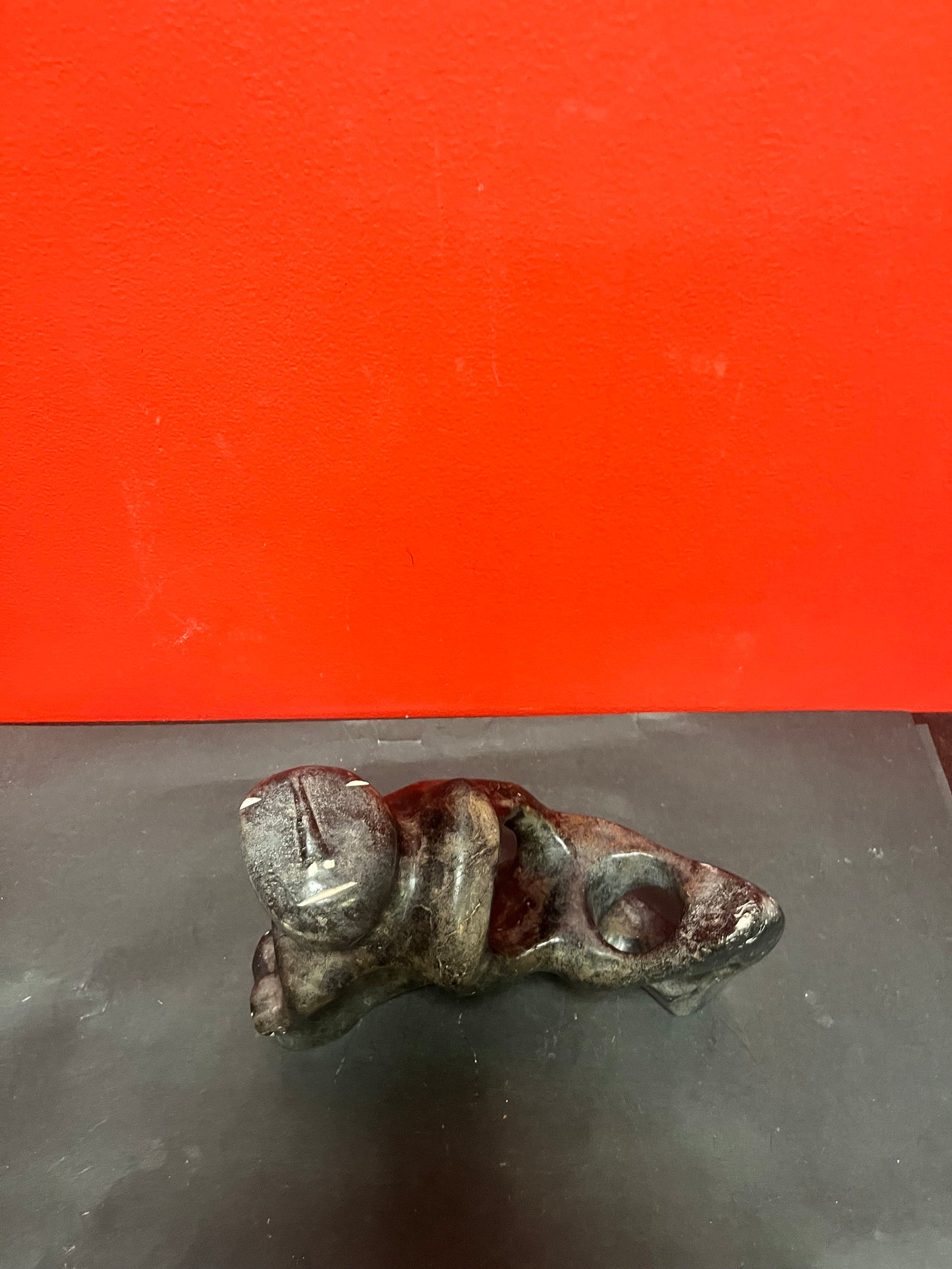 Stunning 10 x 7 high George Arlook abstract soapstone statue  minor scratches  beautiful Inuit soapstone  very heavy