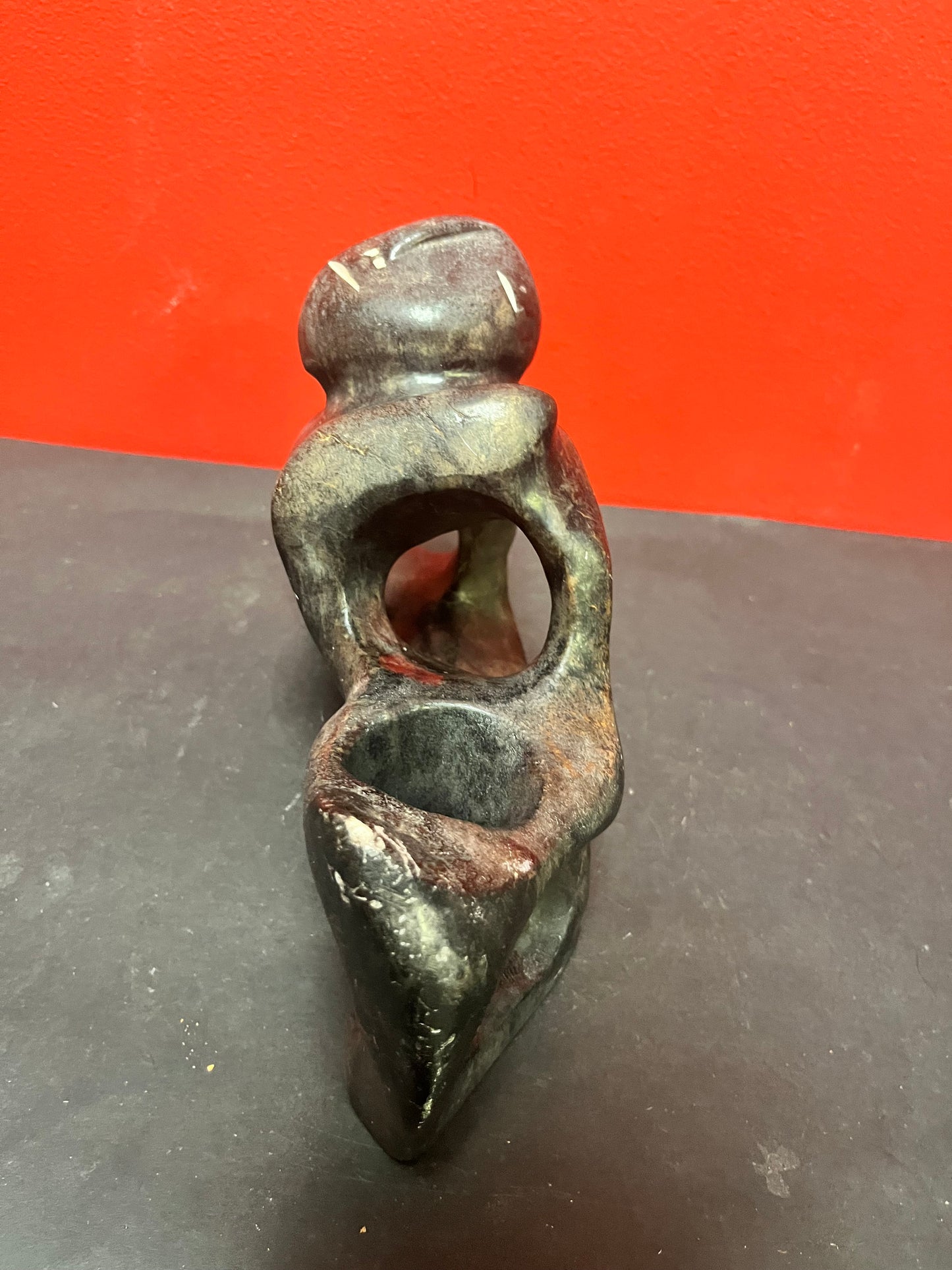 Stunning 10 x 7 high George Arlook abstract soapstone statue  minor scratches  beautiful Inuit soapstone  very heavy