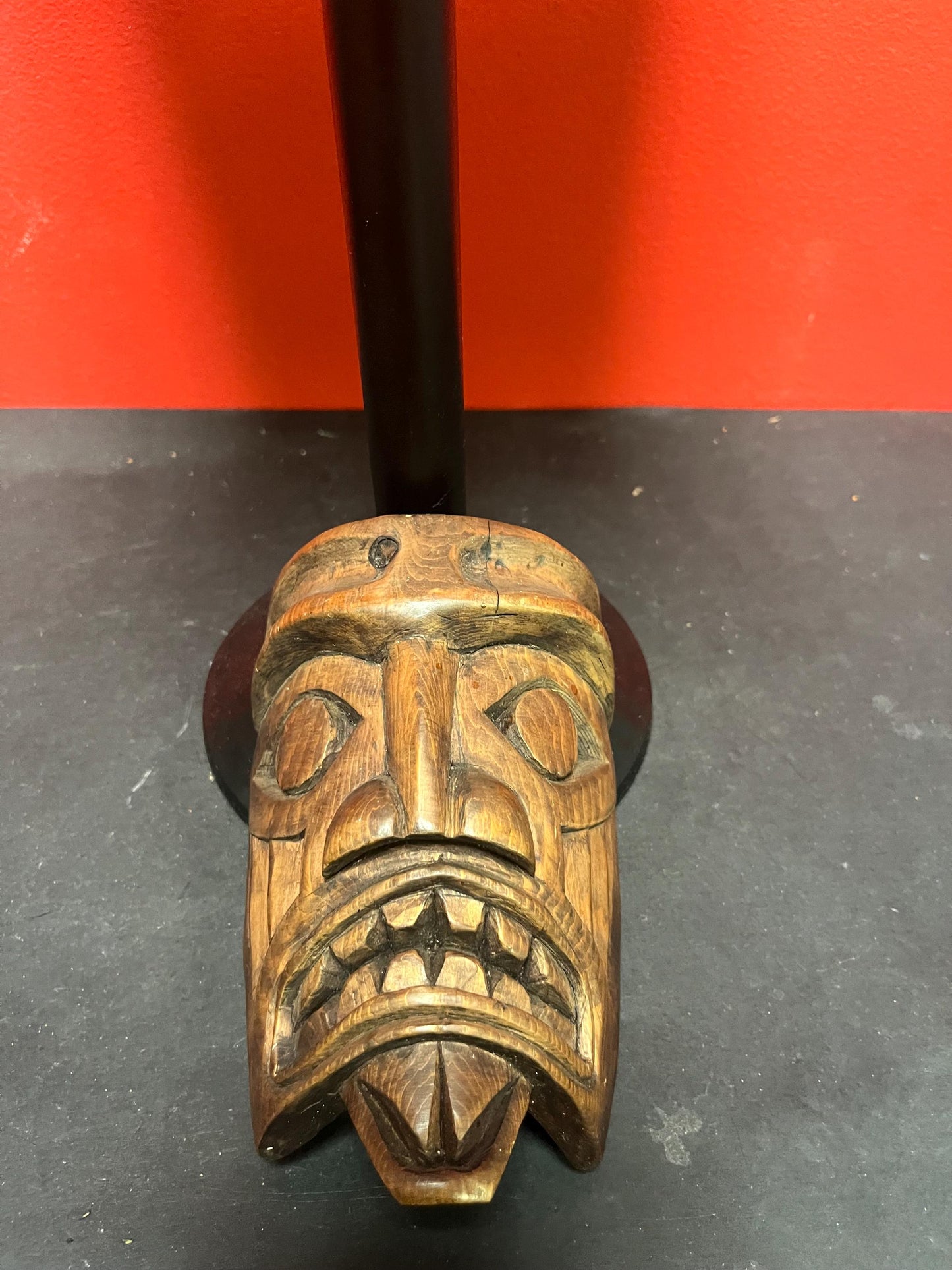 Lovely 6 x 4 high-quality indigenous first nations Pacific Northwest Coast signed mask of a wild man  wonderful detail  needs a hanger