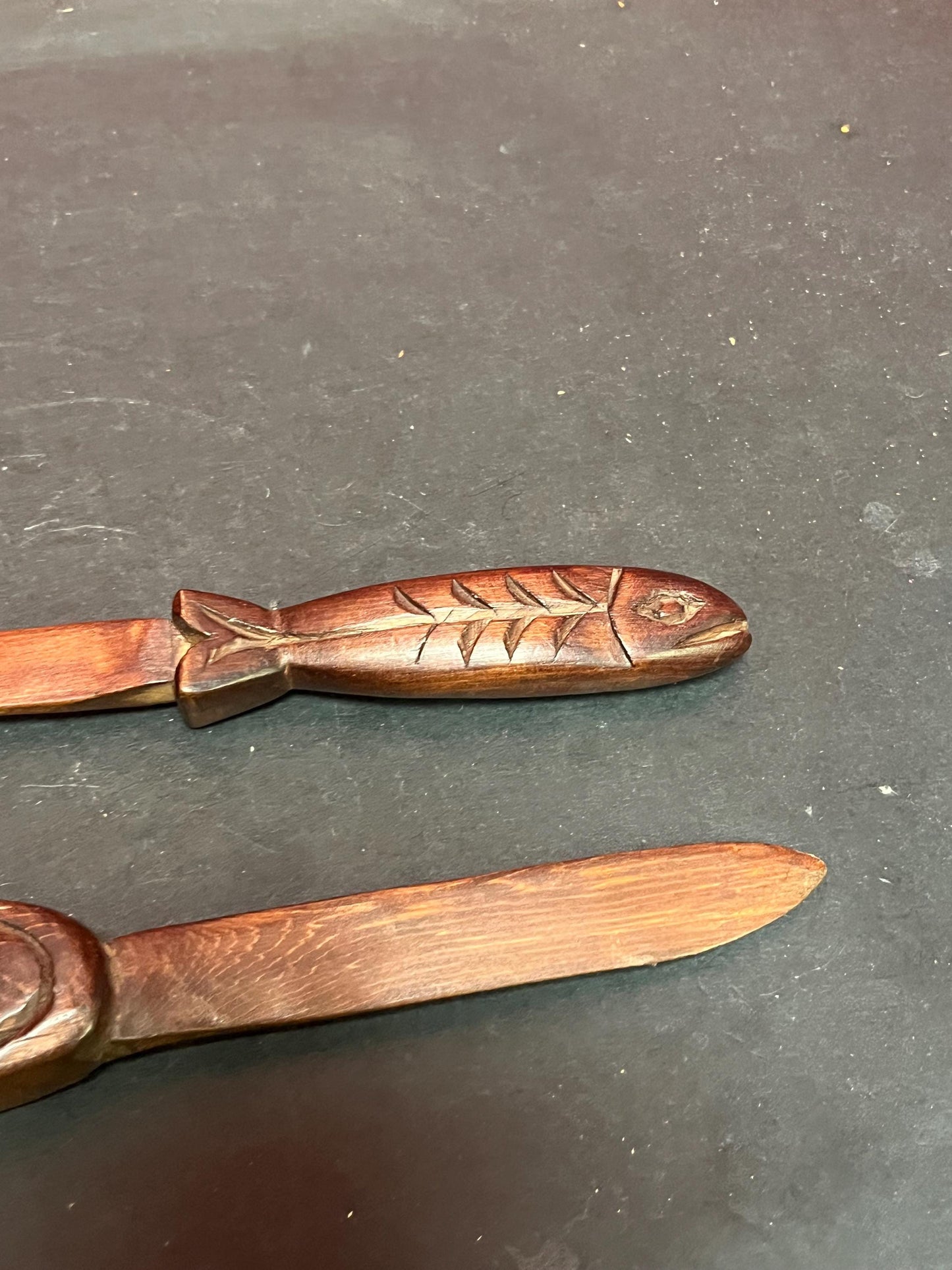 Two lovely indigenous first nations Pacific northwest coast letter openers   killer whale, and a salmon  great gifts good value