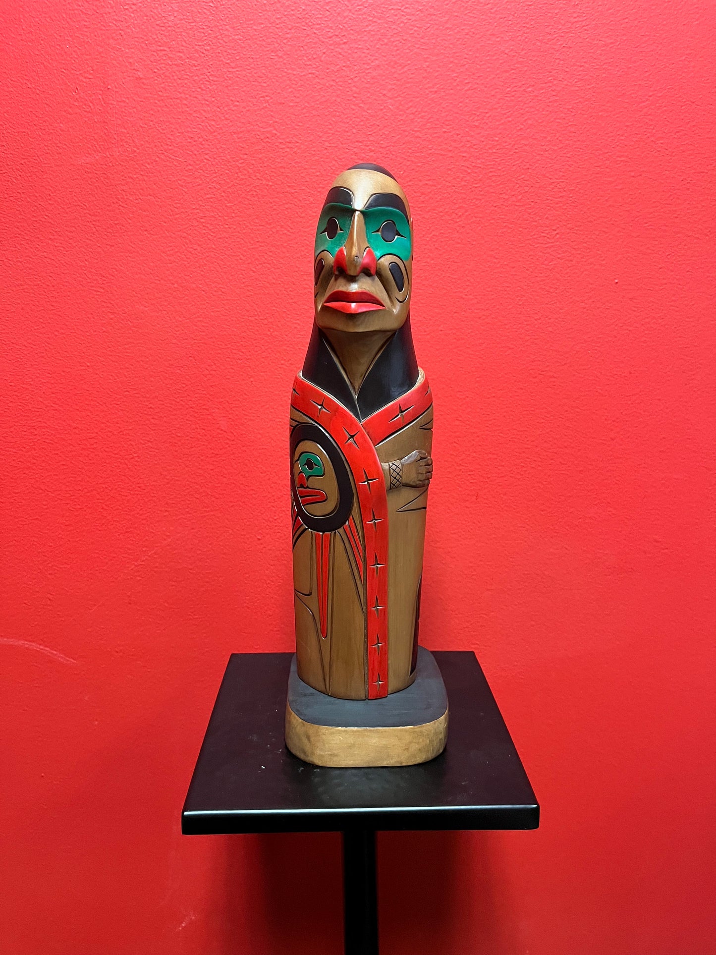 Stunning 14 inch indigenous first nations Pacific northwest coast totem pole  One of a kind and unsigned