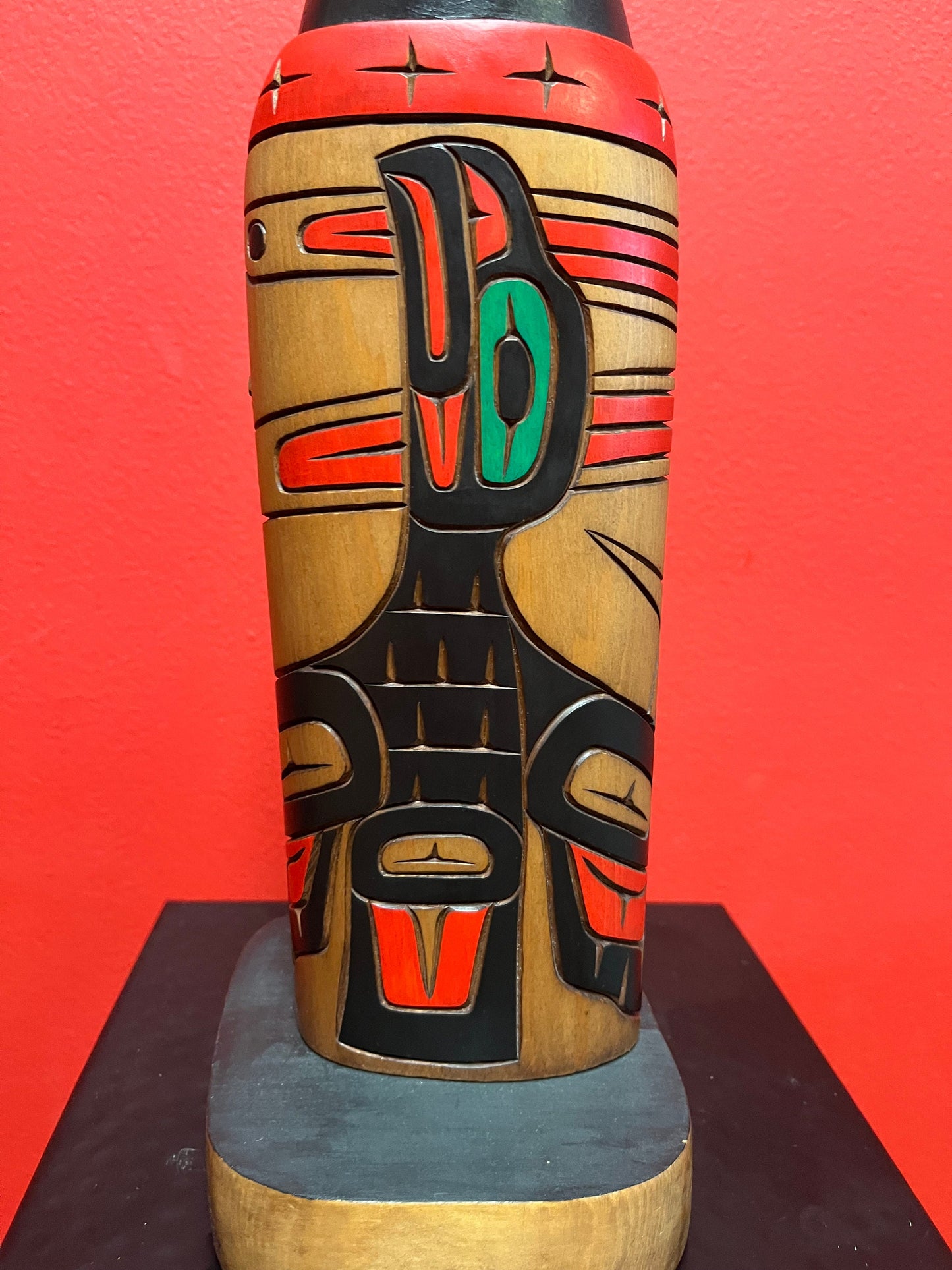 Stunning 14 inch indigenous first nations Pacific northwest coast totem pole  One of a kind and unsigned