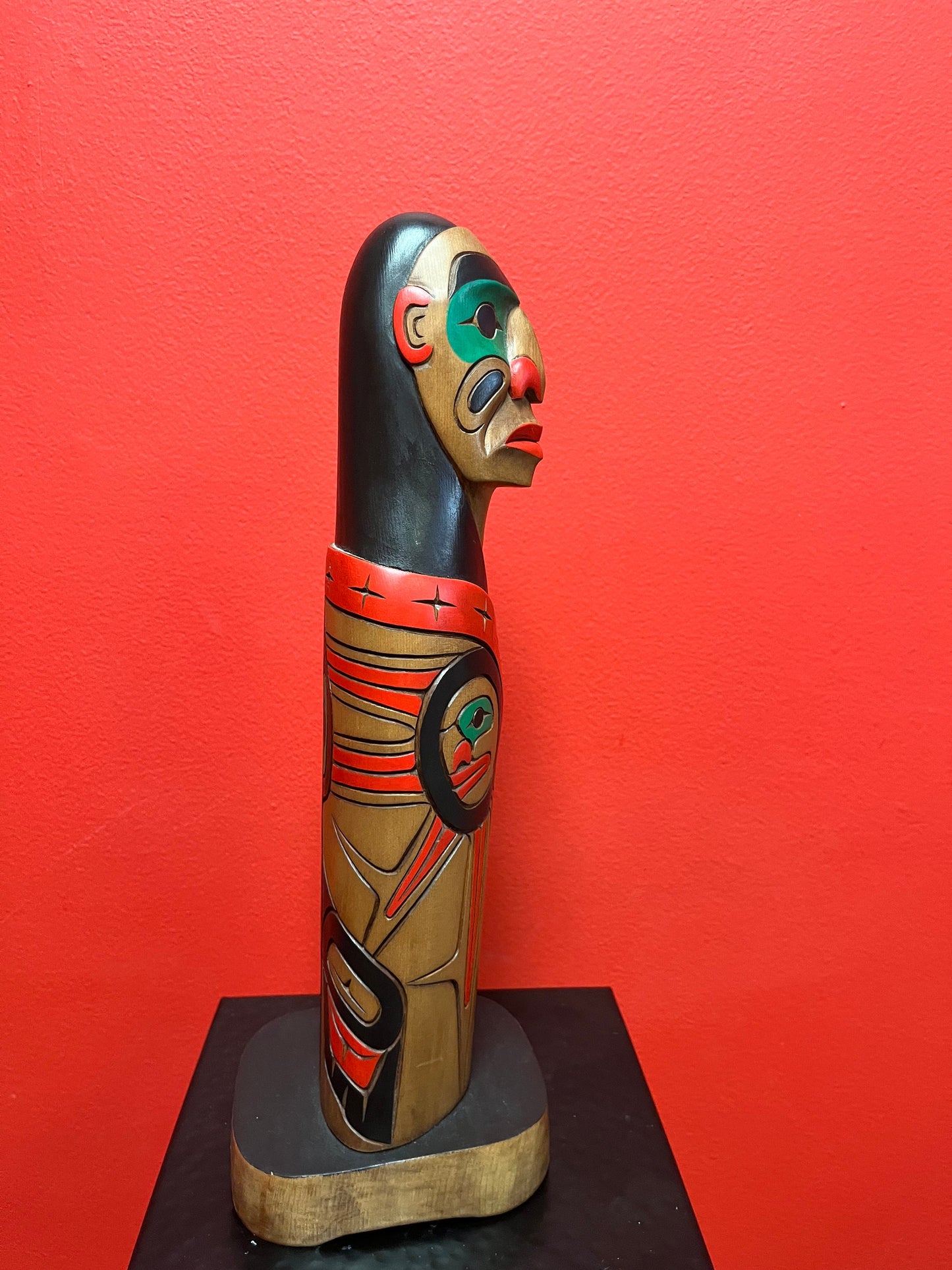 Stunning 14 inch indigenous first nations Pacific northwest coast totem pole  One of a kind and unsigned