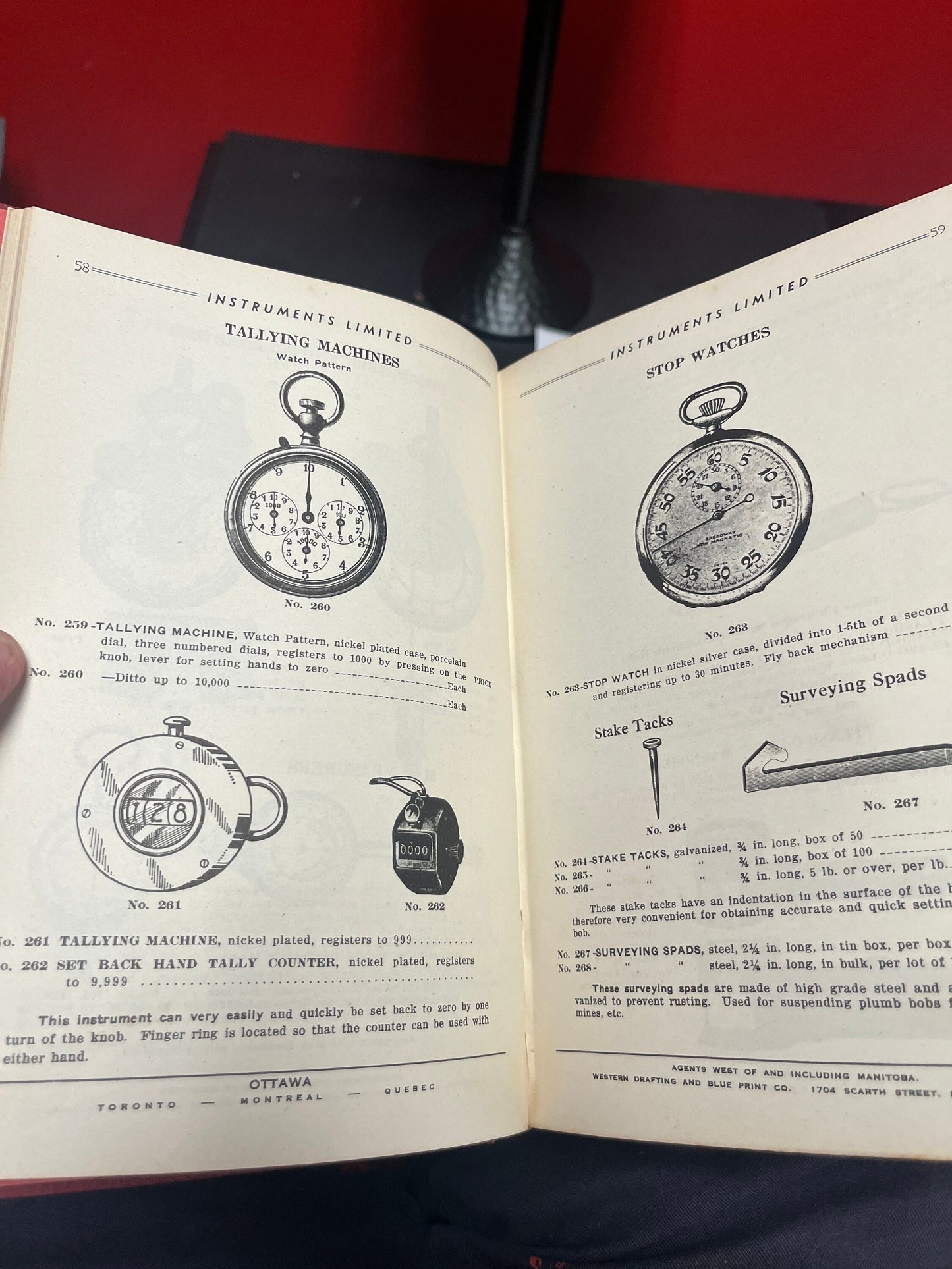 Very cool instruments limited catalogue number 47 surveyors engineers book  so 1940s in Ottawa Canada  324 pages pretty good condition