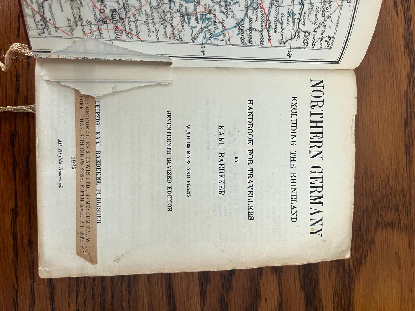 Amazing Baedekers Europe travel book northern Germany with fold  out maps  good condition - 1925   wow