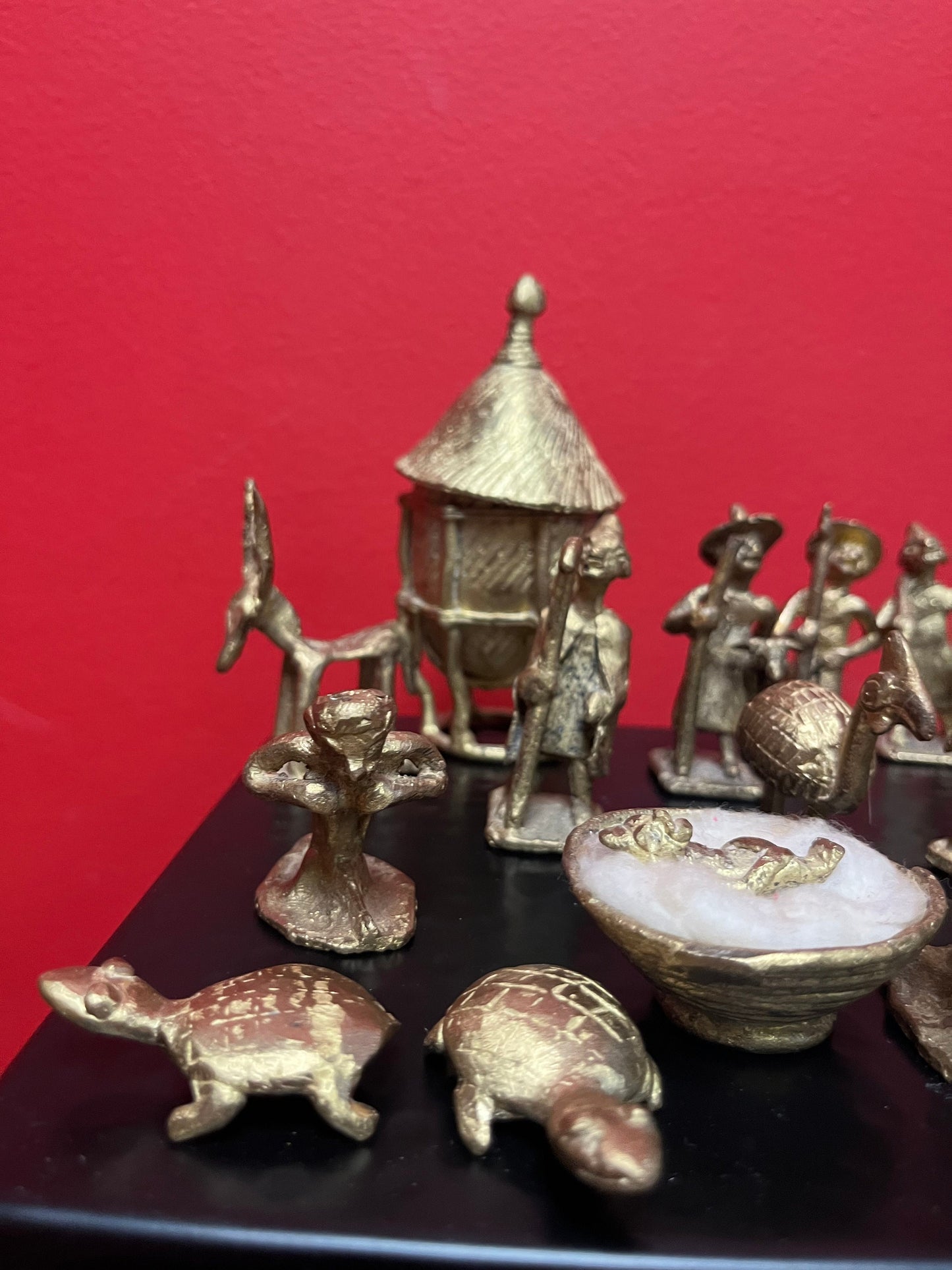 Very cool  15 piece African Benin bronze nativity set  amazing Christmas gift  wow