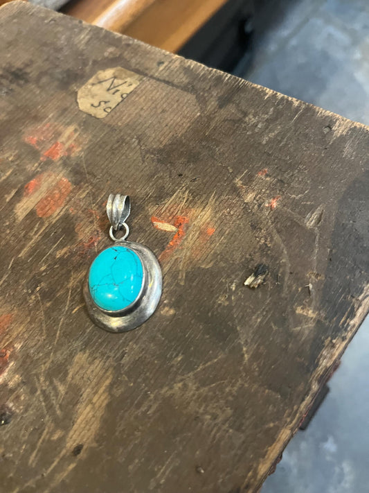 1.5 inch long Navajo silver and turquoise pendant  lovely and great value and perfect gift